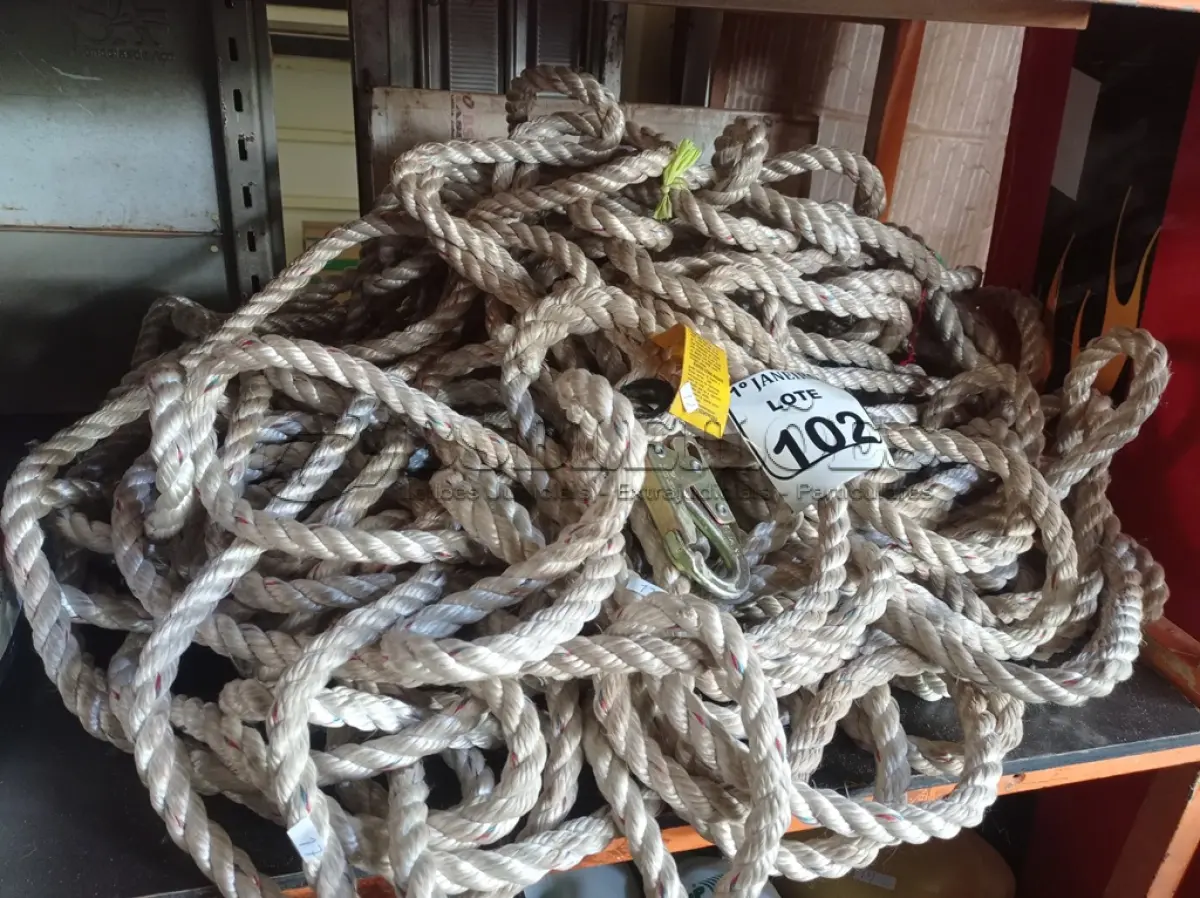 LOTE 102 - 01 LOTE COM CORDAS PARA RAPEL. (NO ESTADO) ATENÇÃO! FAZER A VISITAÇÃO ANTES DE ARREMATAR, NÃO SABEMOS SE FUNCIONA. LEILÃO NÃO TEM GARANTIA E NEM DEVOLUÇÃO, SUJEITO A POSSÍVEIS AVARIAS VISÍVEIS/OCULTAS E/OU AUSÊNCIA DE COMPONENTES.