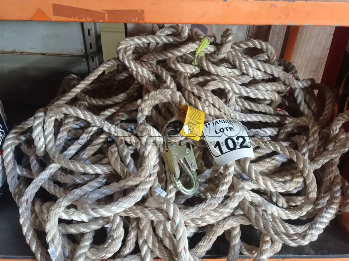 LOTE 102 - 01 LOTE COM CORDAS PARA RAPEL. (NO ESTADO) ATENÇÃO! FAZER A VISITAÇÃO ANTES DE ARREMATAR, NÃO SABEMOS SE FUNCIONA. LEILÃO NÃO TEM GARANTIA E NEM DEVOLUÇÃO, SUJEITO A POSSÍVEIS AVARIAS VISÍVEIS/OCULTAS E/OU AUSÊNCIA DE COMPONENTES.