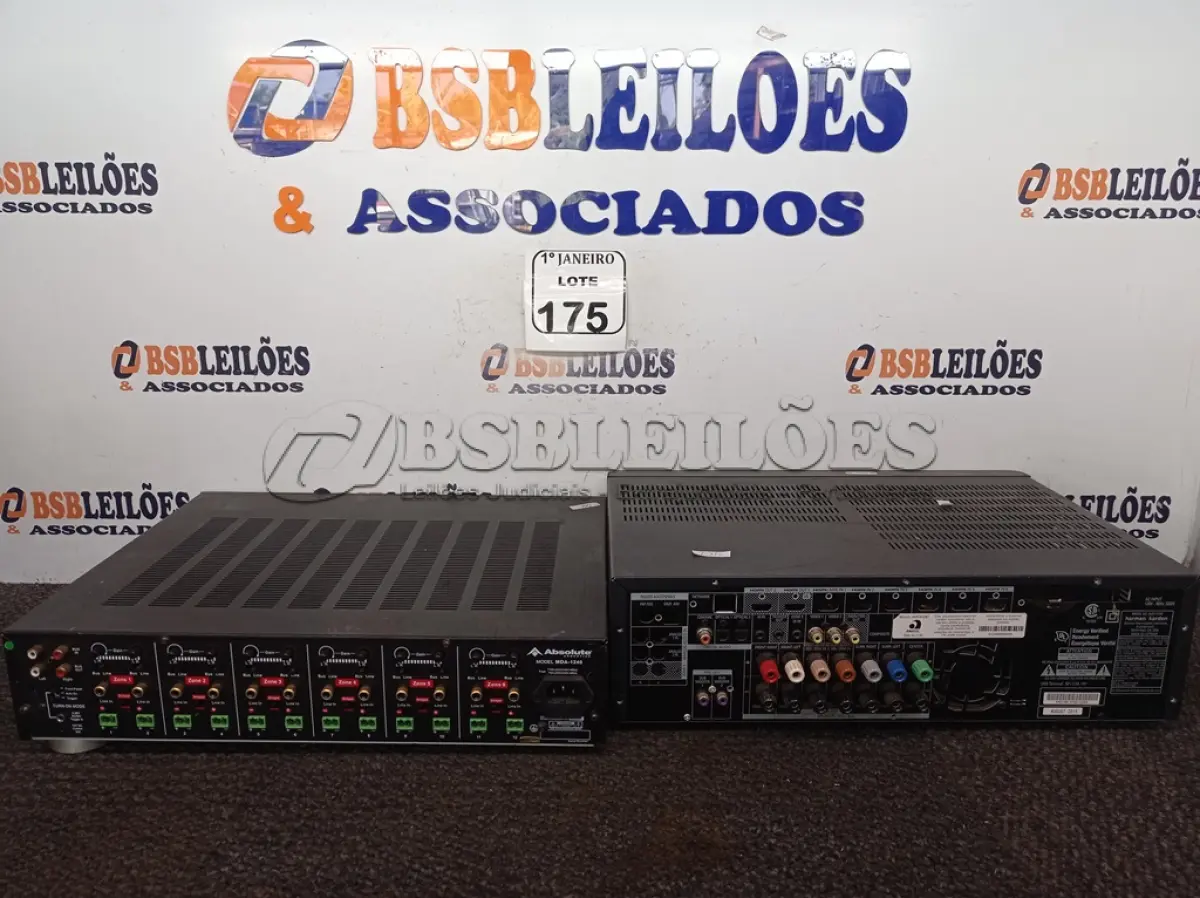 LOTE 175 - 01 HOME THEATER MARCA KARMAN/CARDON E 01 AMPLIFICADOR MARCA ABSOLUTE P/RETIRADA DE PEÇAS. (NO ESTADO) ATENÇÃO! FAZER A VISITAÇÃO ANTES DE ARREMATAR, NÃO SABEMOS SE FUNCIONA. LEILÃO NÃO TEM GARANTIA E NEM DEVOLUÇÃO, SUJEITO A POSSÍVEIS AVARIAS VISÍVEIS/OCULTAS E/OU AUSÊNCIA DE COMPONENTES.