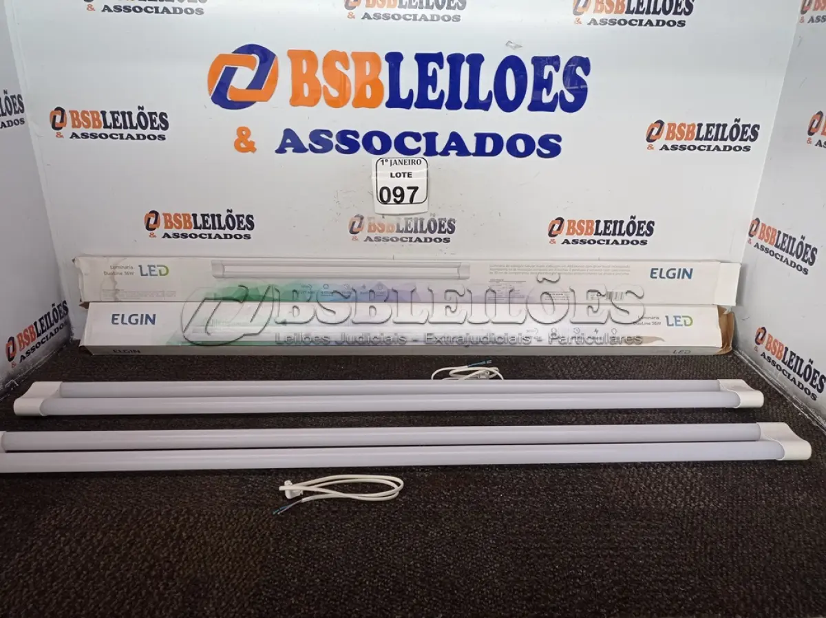 LOTE 097 - 02 LUMINÁRIAS DE LED DUOLINE 1200X 79 X 35MM (NOVO). (NO ESTADO) ATENÇÃO! FAZER A VISITAÇÃO ANTES DE ARREMATAR, NÃO SABEMOS SE FUNCIONA. LEILÃO NÃO TEM GARANTIA E NEM DEVOLUÇÃO, SUJEITO A POSSÍVEIS AVARIAS VISÍVEIS/OCULTAS E/OU AUSÊNCIA DE COMPONENTES.