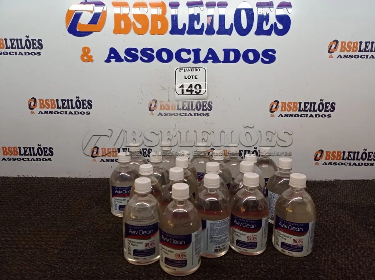 LOTE 149 - 01 LOTE C/VÁRIOS ÁLCOOL-GEL ANTISSÉPTICOS MARCA AVIV CLEAN. (NO ESTADO) ATENÇÃO! FAZER A VISITAÇÃO ANTES DE ARREMATAR, NÃO SABEMOS SE FUNCIONA. LEILÃO NÃO TEM GARANTIA E NEM DEVOLUÇÃO, SUJEITO A POSSÍVEIS AVARIAS VISÍVEIS/OCULTAS E/OU AUSÊNCIA DE COMPONENTES.