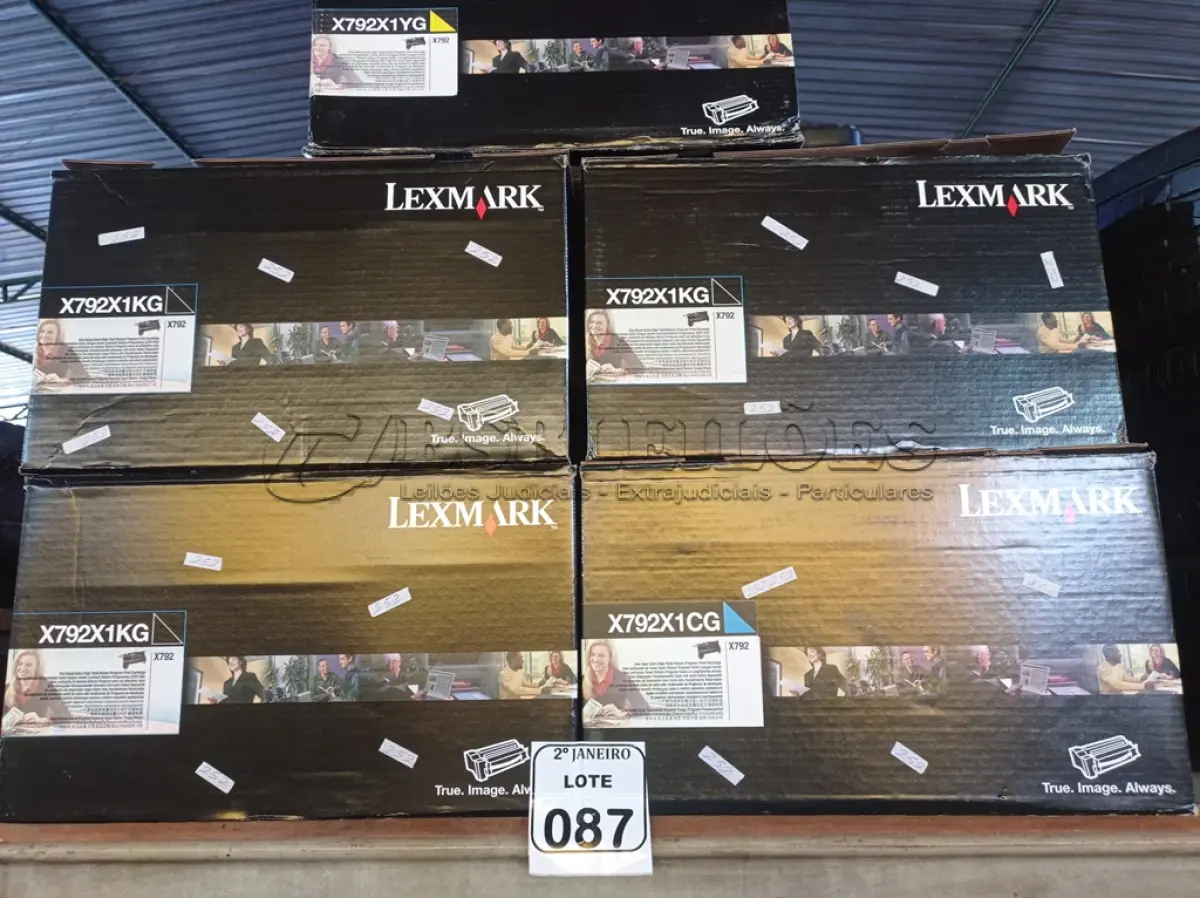 LOTE 087 - 01 LOTE C/VARIOS TONNER’S LEXMARK E PECAS DE REPOSIÇÃO(NO ESTADO) ATENÇÃO! FAZER A VISITAÇÃO ANTES DE ARREMATAR, NÃO SABEMOS SE FUNCIONA. LEILÃO NÃO TEM GARANTIA E NEM DEVOLUÇÃO, SUJEITO A POSSÍVEIS AVARIAS VISÍVEIS/OCULTAS E/OU AUSÊNCIA DE COMPONENTES.