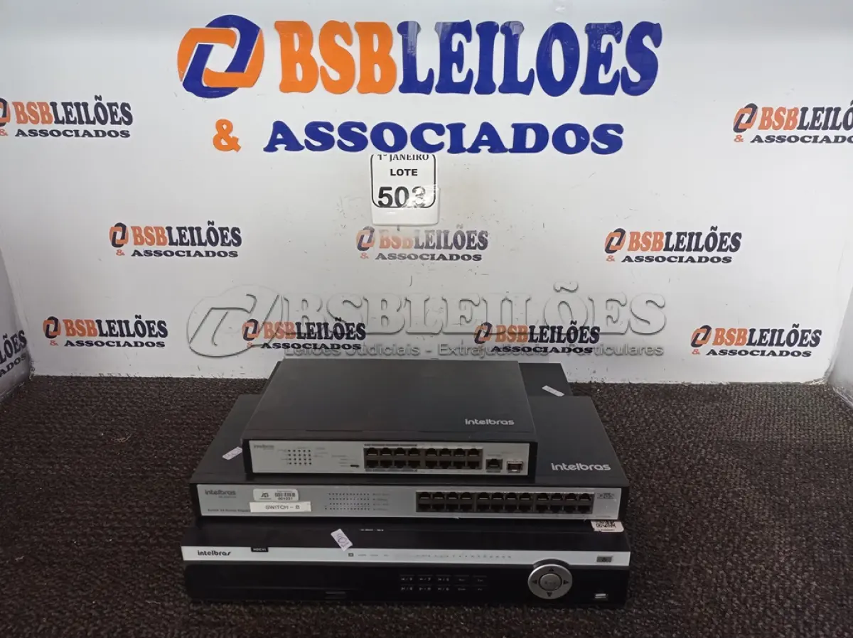 LOTE 503 - 01 GRAVADOR DIGITAL DE IMAGEM MARCA INTELBRÁS E 02 SWITCHES MARCA INTELBRÁS. (NO ESTADO) ATENÇÃO! FAZER A VISITAÇÃO ANTES DE ARREMATAR, NÃO SABEMOS SE FUNCIONA. LEILÃO NÃO TEM GARANTIA E NEM DEVOLUÇÃO, SUJEITO A POSSÍVEIS AVARIAS VISÍVEIS/OCULTAS E/OU AUSÊNCIA DE COMPONENTES.