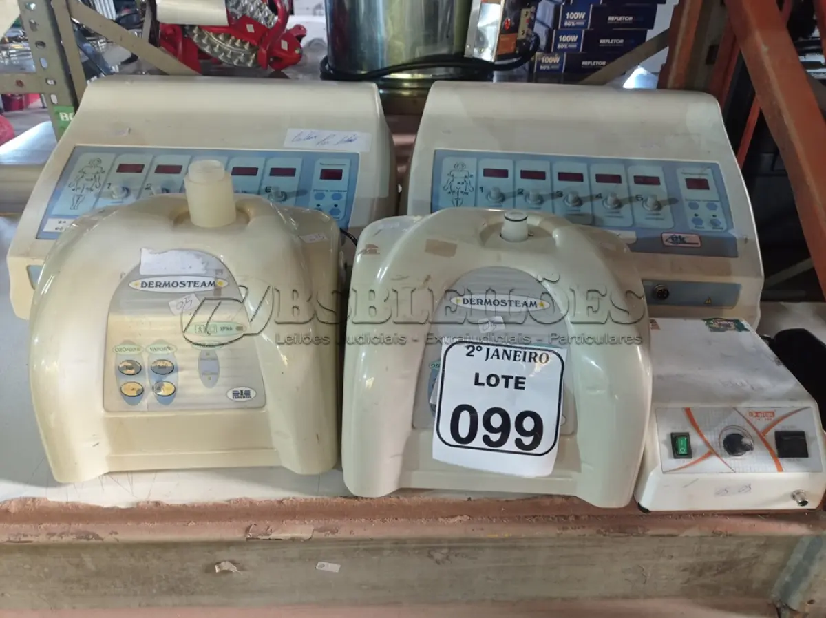 LOTE 099 - 01 APARELHO PARA ESTÉTICA CK MODELO G5V E 01 DERMOSTEAM. (NO ESTADO) ATENÇÃO! FAZER A VISITAÇÃO ANTES DE ARREMATAR, NÃO SABEMOS SE FUNCIONA. LEILÃO NÃO TEM GARANTIA E NEM DEVOLUÇÃO, SUJEITO A POSSÍVEIS AVARIAS VISÍVEIS/OCULTAS E/OU AUSÊNCIA DE COMPONENTES.