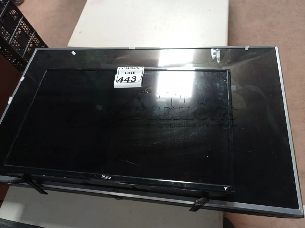 LOTE 443 - 01 TV 49” MARCA LG E 01 TV 32” MARCA PHILCO P/RETIRADA DE PEÇAS.  (NO ESTADO) ATENÇÃO! FAZER A VISITAÇÃO ANTES DE ARREMATAR, NÃO SABEMOS SE FUNCIONA. LEILÃO NÃO TEM GARANTIA E NEM DEVOLUÇÃO, SUJEITO A POSSÍVEIS AVARIAS VISÍVEIS/OCULTAS E/OU AUSÊNCIA DE COMPONENTES.
