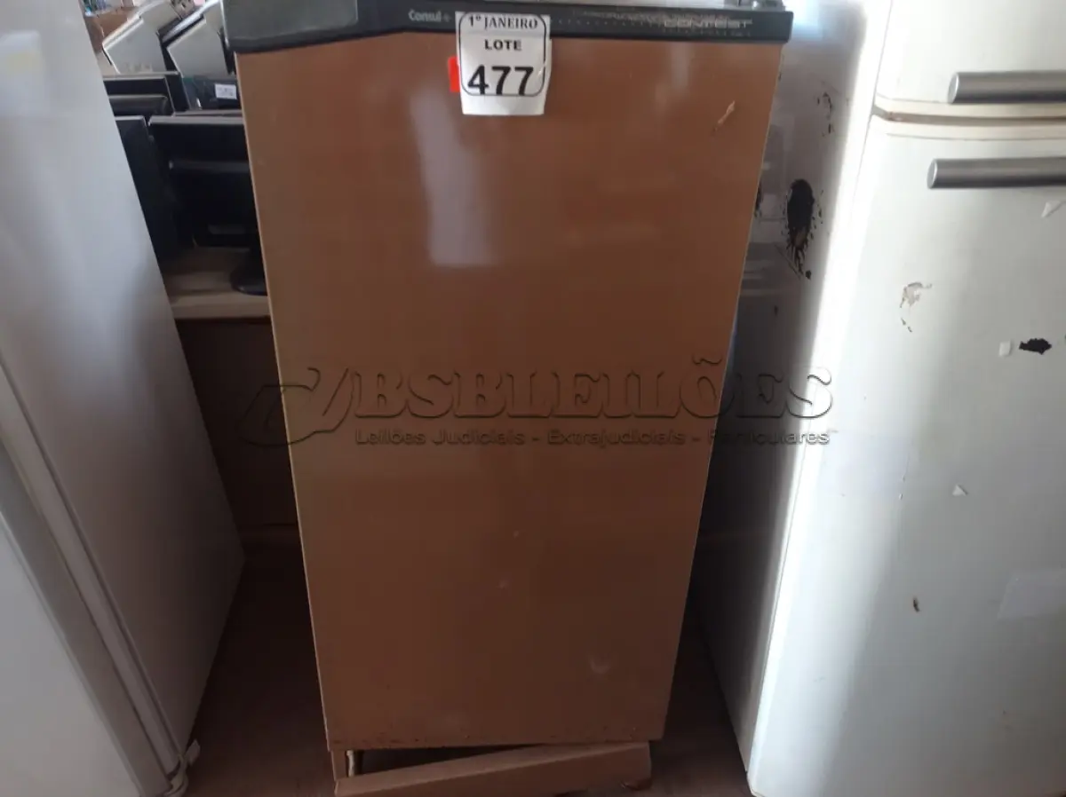 LOTE 477 - 01 GELADEIRA 220V MARCA CONSUL. (NO ESTADO) ATENÇÃO! FAZER A VISITAÇÃO ANTES DE ARREMATAR, NÃO SABEMOS SE FUNCIONA. LEILÃO NÃO TEM GARANTIA E NEM DEVOLUÇÃO, SUJEITO A POSSÍVEIS AVARIAS VISÍVEIS/OCULTAS E/OU AUSÊNCIA DE COMPONENTES.