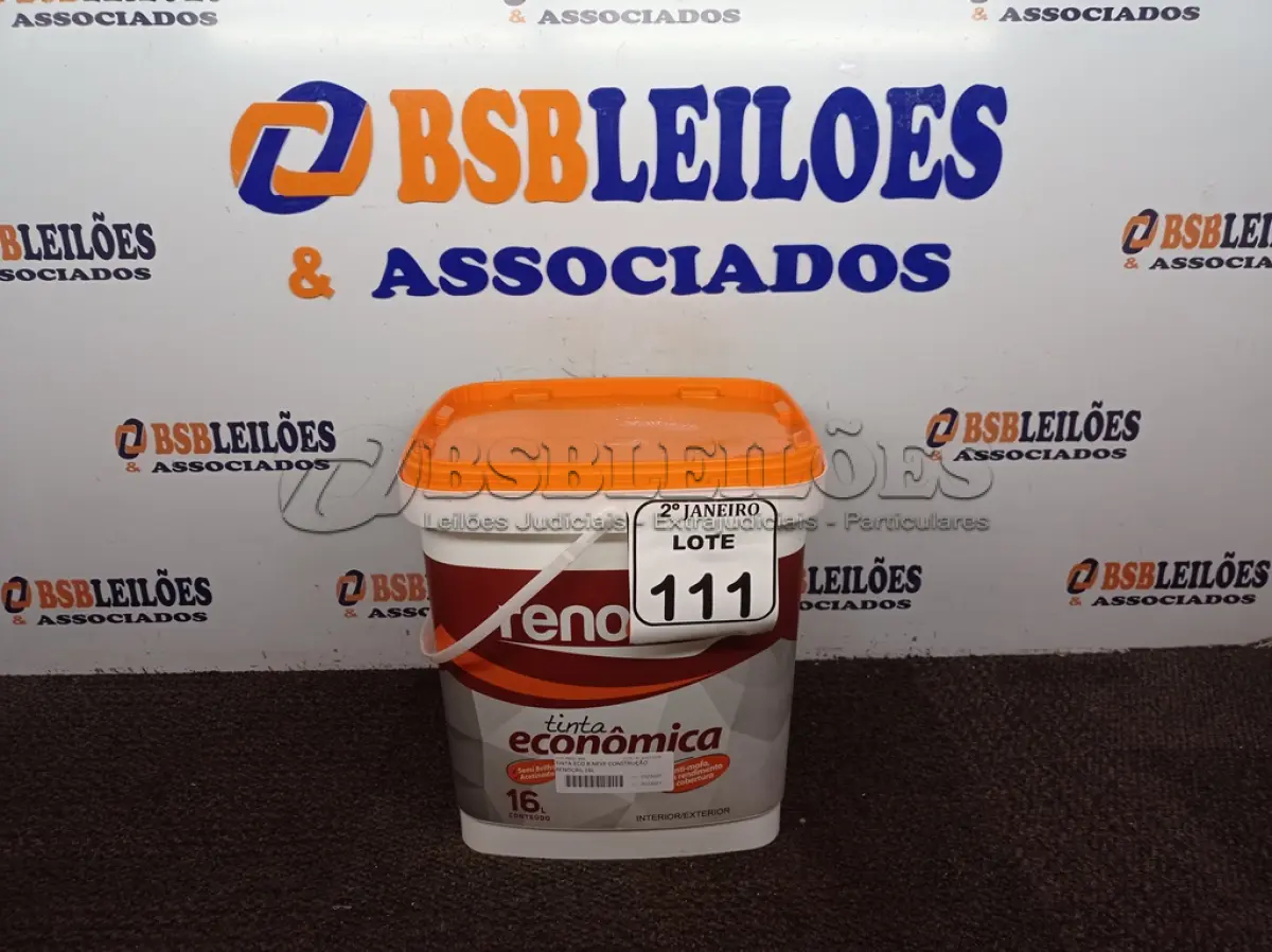 LOTE 111 - 01 BALDE DE TINTA RENOCRIL COR BRANCO NEVE 16L. (NO ESTADO) ATENÇÃO! FAZER A VISITAÇÃO ANTES DE ARREMATAR, NÃO SABEMOS SE FUNCIONA. LEILÃO NÃO TEM GARANTIA E NEM DEVOLUÇÃO, SUJEITO A POSSÍVEIS AVARIAS VISÍVEIS/OCULTAS E/OU AUSÊNCIA DE COMPONENTES.