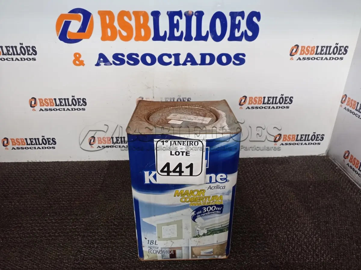 LOTE 441 - 01 LATA DE TINTA ACRÍLICA NA COR AZUL 18L MARCA SHERWIN WILLIANS. (NO ESTADO) ATENÇÃO! FAZER A VISITAÇÃO ANTES DE ARREMATAR, NÃO SABEMOS SE FUNCIONA. LEILÃO NÃO TEM GARANTIA E NEM DEVOLUÇÃO, SUJEITO A POSSÍVEIS AVARIAS VISÍVEIS/OCULTAS E/OU AUSÊNCIA DE COMPONENTES.