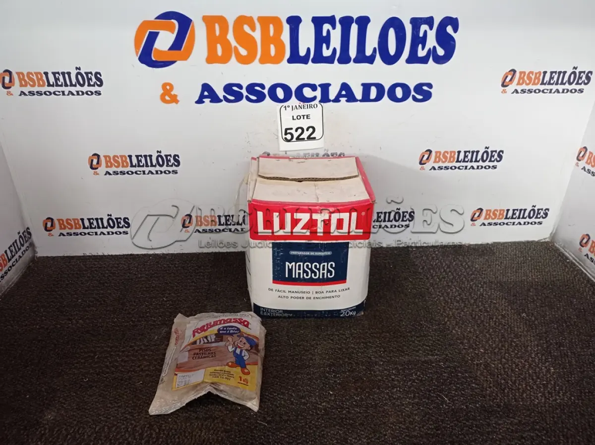 LOTE 522 - 01 MASSA P/PAREDE 20KG MARCA LUZTOL (NOVO). (NO ESTADO) ATENÇÃO! FAZER A VISITAÇÃO ANTES DE ARREMATAR, NÃO SABEMOS SE FUNCIONA. LEILÃO NÃO TEM GARANTIA E NEM DEVOLUÇÃO, SUJEITO A POSSÍVEIS AVARIAS VISÍVEIS/OCULTAS E/OU AUSÊNCIA DE COMPONENTES.