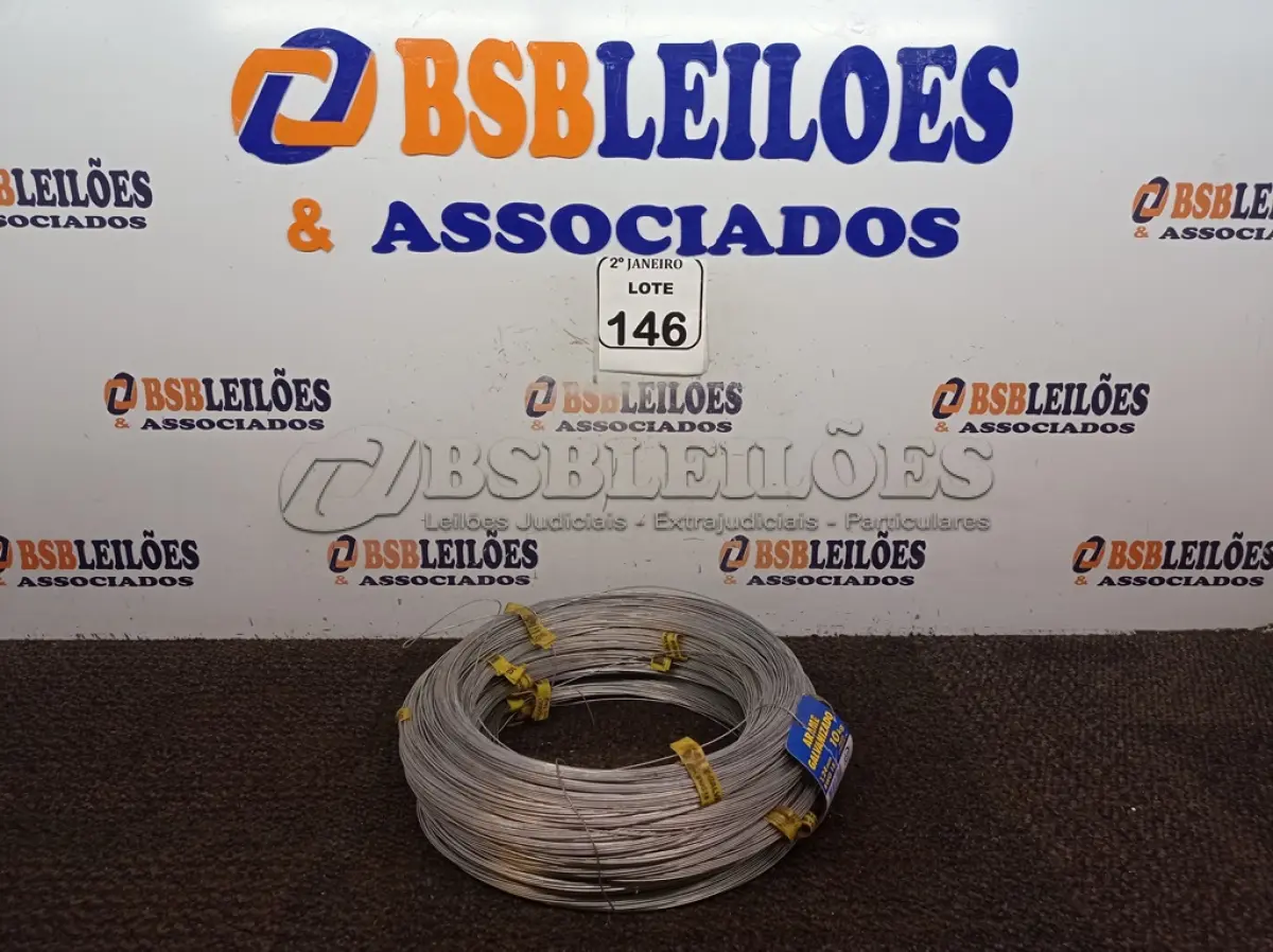 LOTE 146 - 10 KG DE ARAME GALVANIZADO 1,24MM. (NO ESTADO) ATENÇÃO! FAZER A VISITAÇÃO ANTES DE ARREMATAR, NÃO SABEMOS SE FUNCIONA. LEILÃO NÃO TEM GARANTIA E NEM DEVOLUÇÃO, SUJEITO A POSSÍVEIS AVARIAS VISÍVEIS/OCULTAS E/OU AUSÊNCIA DE COMPONENTES.