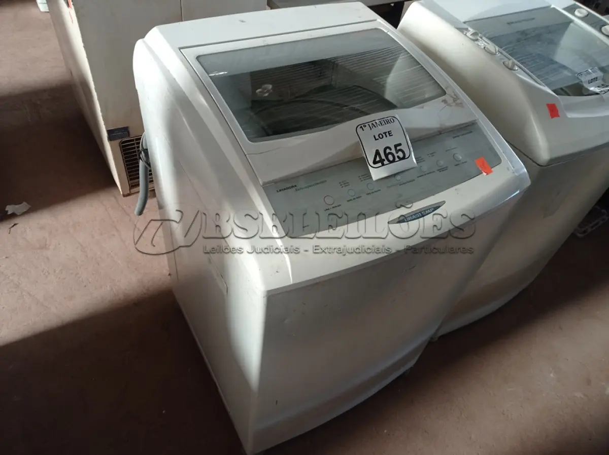 LOTE 465 - 01 MÁQUINA DE LAVAR MARCA BRASTEMP. (NO ESTADO) ATENÇÃO! FAZER A VISITAÇÃO ANTES DE ARREMATAR, NÃO SABEMOS SE FUNCIONA. LEILÃO NÃO TEM GARANTIA E NEM DEVOLUÇÃO, SUJEITO A POSSÍVEIS AVARIAS VISÍVEIS/OCULTAS E/OU AUSÊNCIA DE COMPONENTES.