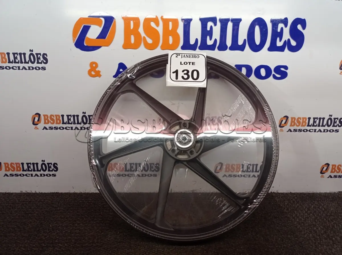 LOTE 130 - 01 RODA P/MOTO CG ARO “17 PARA QUALQUER CG (NOVO). (NO ESTADO) ATENÇÃO! FAZER A VISITAÇÃO ANTES DE ARREMATAR, NÃO SABEMOS SE FUNCIONA. LEILÃO NÃO TEM GARANTIA E NEM DEVOLUÇÃO, SUJEITO A POSSÍVEIS AVARIAS VISÍVEIS/OCULTAS E/OU AUSÊNCIA DE COMPONENTES.