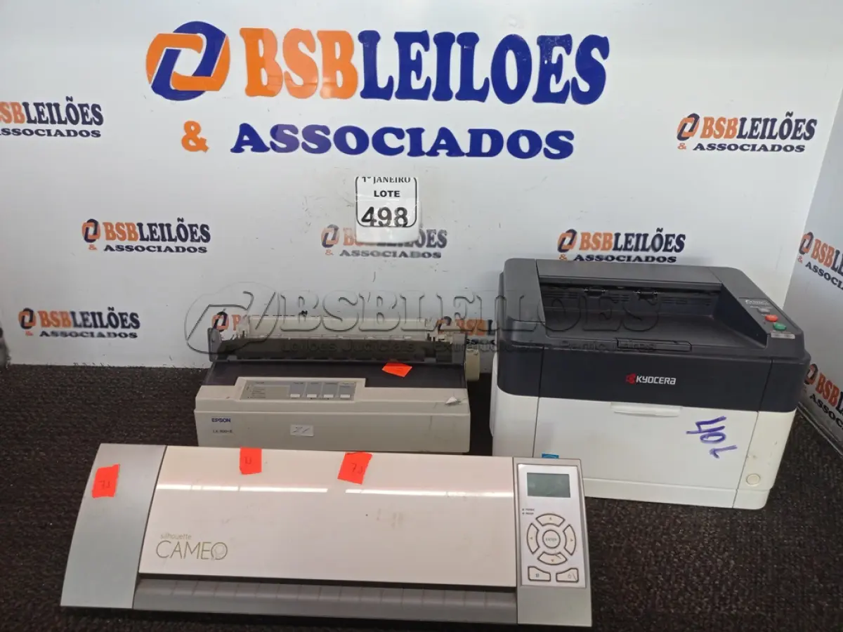 LOTE 498 - 01 IMPRESSORA SILHOUTE CAMEO E 01 IMPRESSORA EPSON. (NO ESTADO) ATENÇÃO! FAZER A VISITAÇÃO ANTES DE ARREMATAR, NÃO SABEMOS SE FUNCIONA. LEILÃO NÃO TEM GARANTIA E NEM DEVOLUÇÃO, SUJEITO A POSSÍVEIS AVARIAS VISÍVEIS/OCULTAS E/OU AUSÊNCIA DE COMPONENTES.