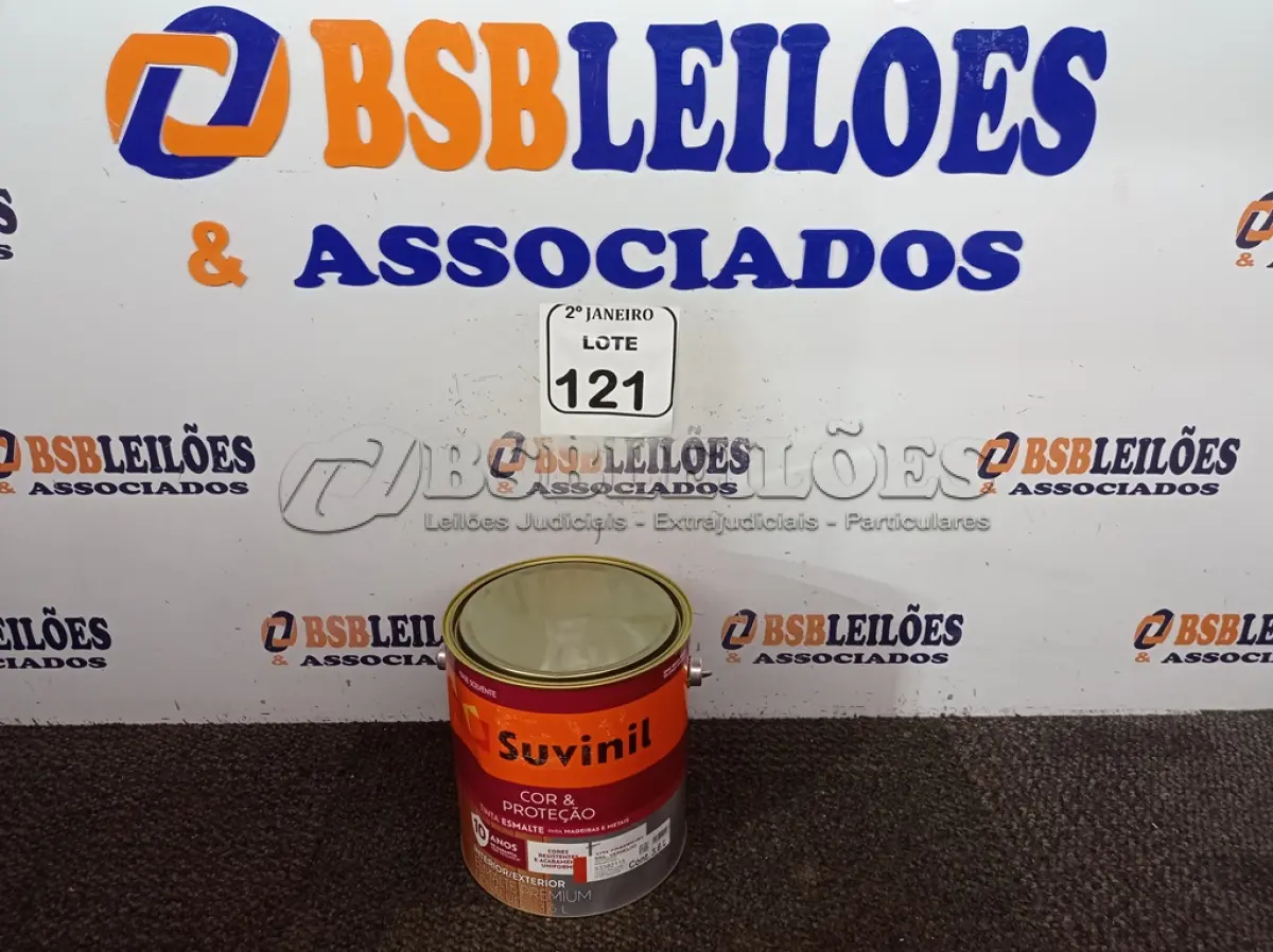 LOTE 121 - 01 LATA DE TINTA SUVINIL ESMALTE PREMIUM INTERIOR/EXTERIOR 3,6L NA COR VERMELHA. (NO ESTADO) ATENÇÃO! FAZER A VISITAÇÃO ANTES DE ARREMATAR, NÃO SABEMOS SE FUNCIONA. LEILÃO NÃO TEM GARANTIA E NEM DEVOLUÇÃO, SUJEITO A POSSÍVEIS AVARIAS VISÍVEIS/OCULTAS E/OU AUSÊNCIA DE COMPONENTES.