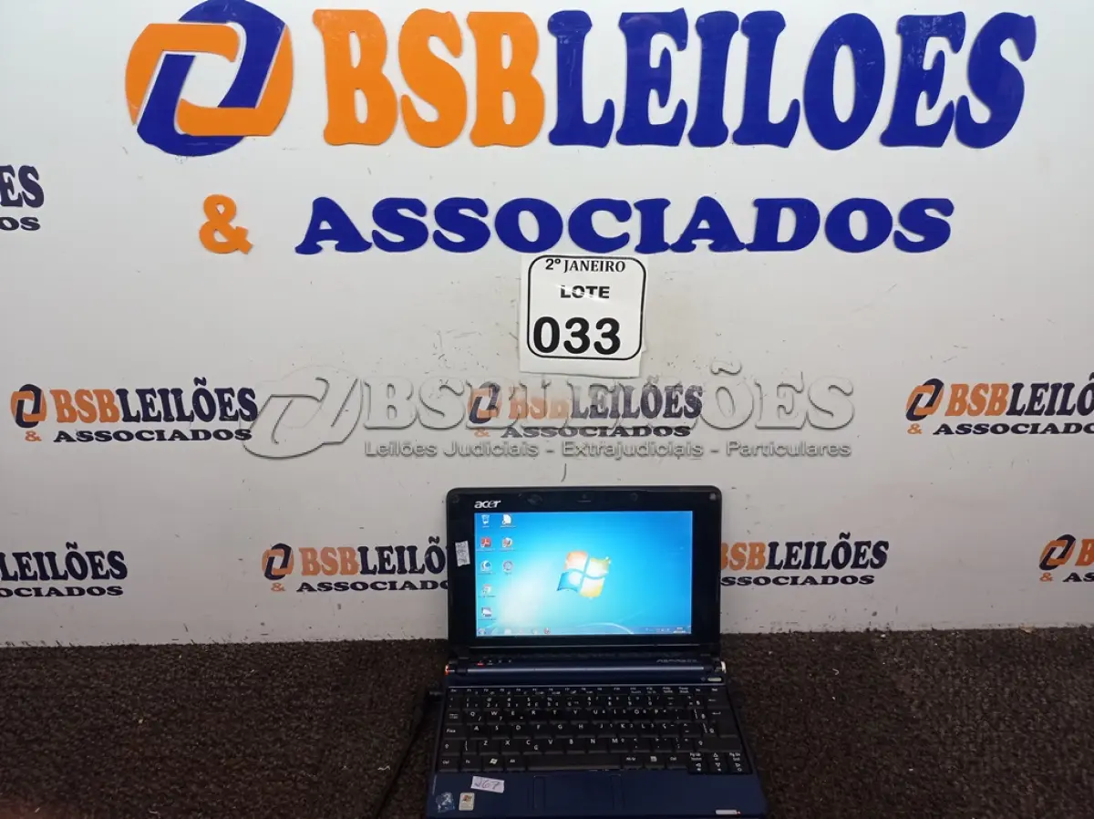 LOTE 033 - 01 NETBOOK MARCA ACER AMD 2RAM SSD 500 S/CARREGADOR. (NO ESTADO) ATENÇÃO! FAZER A VISITAÇÃO ANTES DE ARREMATAR, NÃO SABEMOS SE FUNCIONA. LEILÃO NÃO TEM GARANTIA E NEM DEVOLUÇÃO, SUJEITO A POSSÍVEIS AVARIAS VISÍVEIS/OCULTAS E/OU AUSÊNCIA DE COMPONENTES.