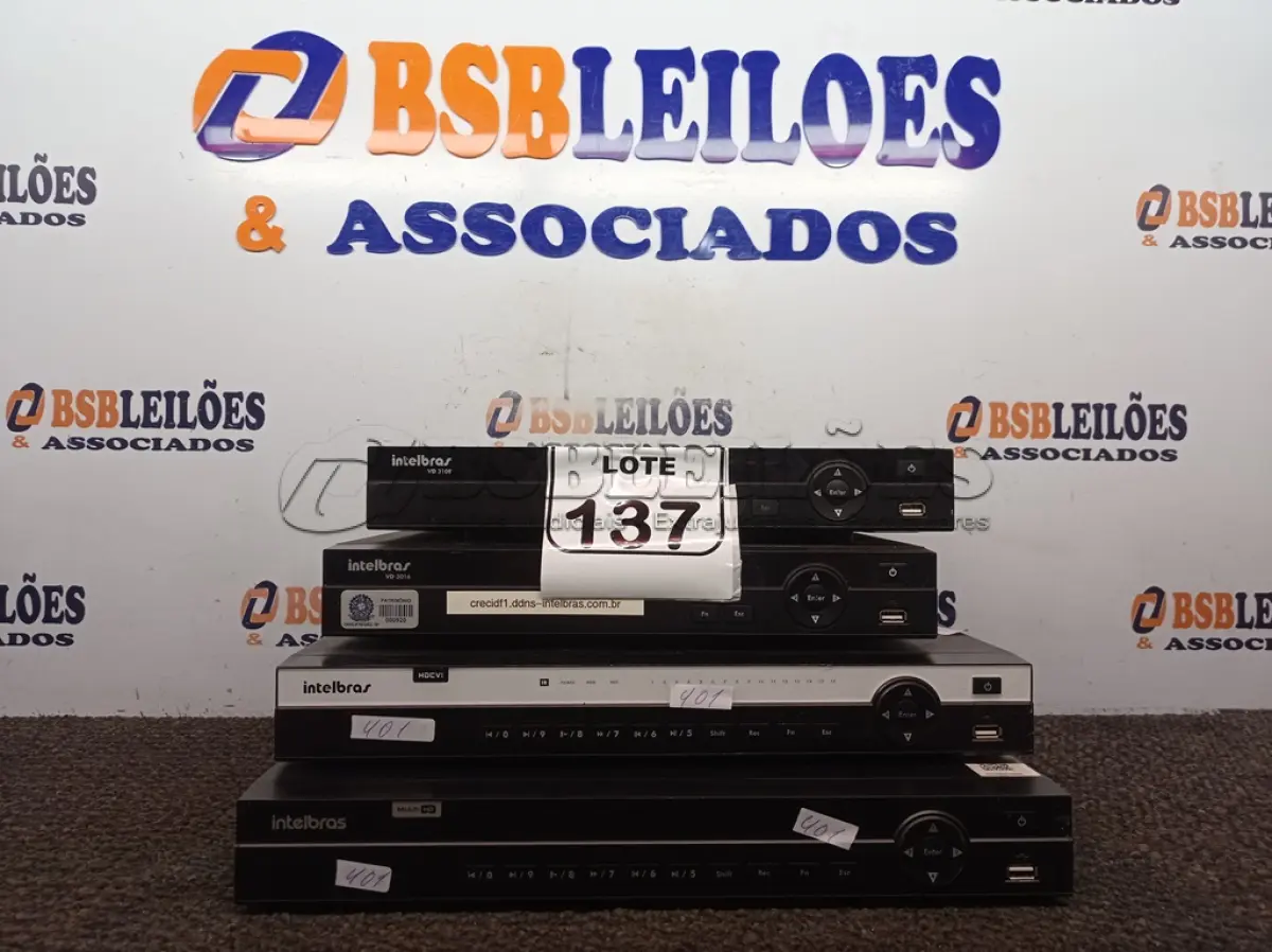LOTE 137 - 04 DVRS INTELBRÁS. (NO ESTADO) ATENÇÃO! FAZER A VISITAÇÃO ANTES DE ARREMATAR, NÃO SABEMOS SE FUNCIONA. LEILÃO NÃO TEM GARANTIA E NEM DEVOLUÇÃO, SUJEITO A POSSÍVEIS AVARIAS VISÍVEIS/OCULTAS E/OU AUSÊNCIA DE COMPONENTES.