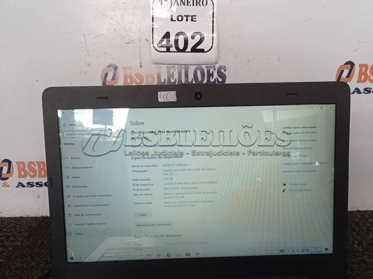 LOTE 402 - 01 NOTEBOOK C/FONTE MARCA LOGIN. (NO ESTADO) ATENÇÃO! FAZER A VISITAÇÃO ANTES DE ARREMATAR, NÃO SABEMOS SE FUNCIONA. LEILÃO NÃO TEM GARANTIA E NEM DEVOLUÇÃO, SUJEITO A POSSÍVEIS AVARIAS VISÍVEIS/OCULTAS E/OU AUSÊNCIA DE COMPONENTES.