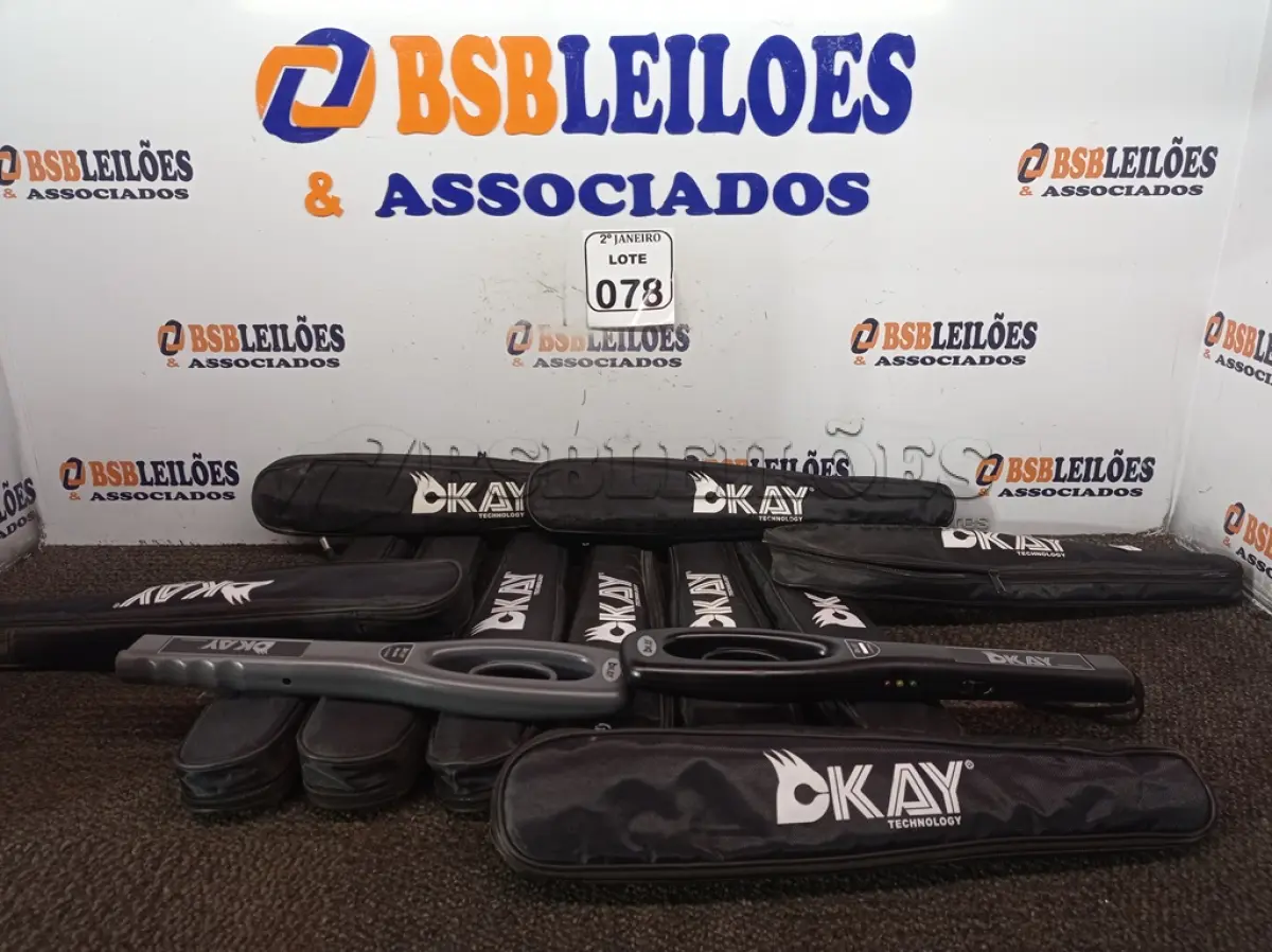 LOTE 078 - 10 DETECTORES DE METAIS KAY. (NO ESTADO) ATENÇÃO! FAZER A VISITAÇÃO ANTES DE ARREMATAR, NÃO SABEMOS SE FUNCIONA. LEILÃO NÃO TEM GARANTIA E NEM DEVOLUÇÃO, SUJEITO A POSSÍVEIS AVARIAS VISÍVEIS/OCULTAS E/OU AUSÊNCIA DE COMPONENTES.