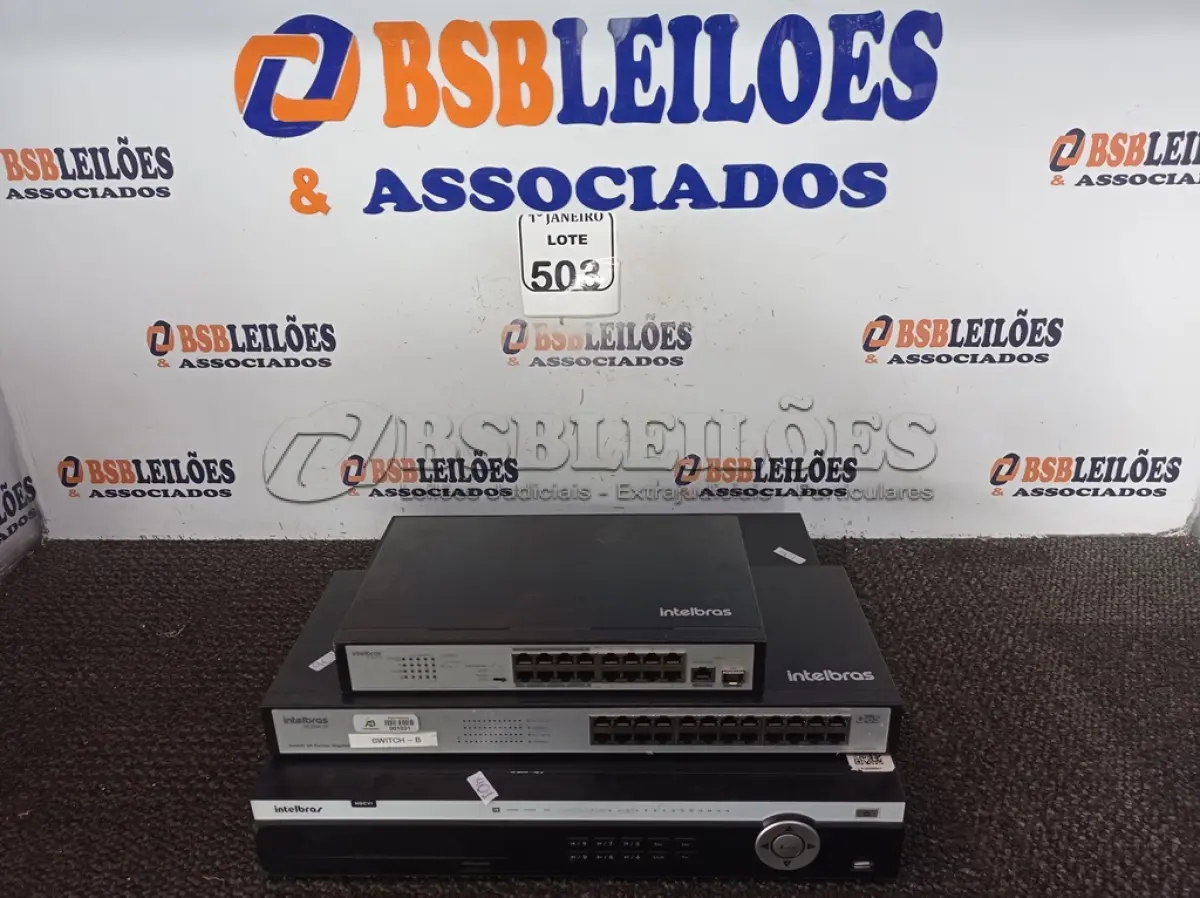 LOTE 503 - 01 GRAVADOR DIGITAL DE IMAGEM MARCA INTELBRÁS E 02 SWITCHES MARCA INTELBRÁS. (NO ESTADO) ATENÇÃO! FAZER A VISITAÇÃO ANTES DE ARREMATAR, NÃO SABEMOS SE FUNCIONA. LEILÃO NÃO TEM GARANTIA E NEM DEVOLUÇÃO, SUJEITO A POSSÍVEIS AVARIAS VISÍVEIS/OCULTAS E/OU AUSÊNCIA DE COMPONENTES.