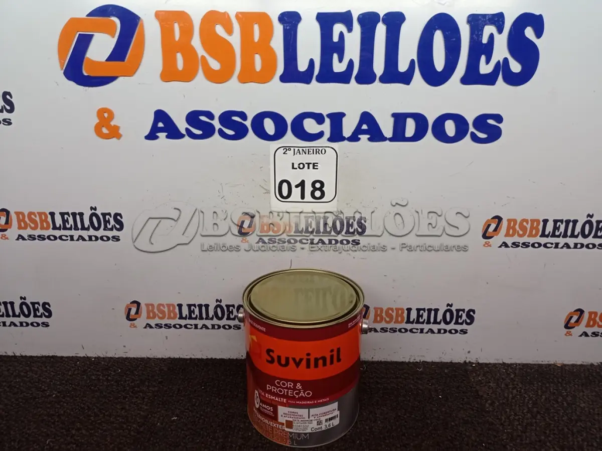 LOTE 018 - 01 LATA DE TINTA SUVINIL ESMALTE PREMIUM INTERIOR/EXTERIOR 3,6L NA COR MARROM. (NO ESTADO) ATENÇÃO! FAZER A VISITAÇÃO ANTES DE ARREMATAR, NÃO SABEMOS SE FUNCIONA. LEILÃO NÃO TEM GARANTIA E NEM DEVOLUÇÃO, SUJEITO A POSSÍVEIS AVARIAS VISÍVEIS/OCULTAS E/OU AUSÊNCIA DE COMPONENTES.