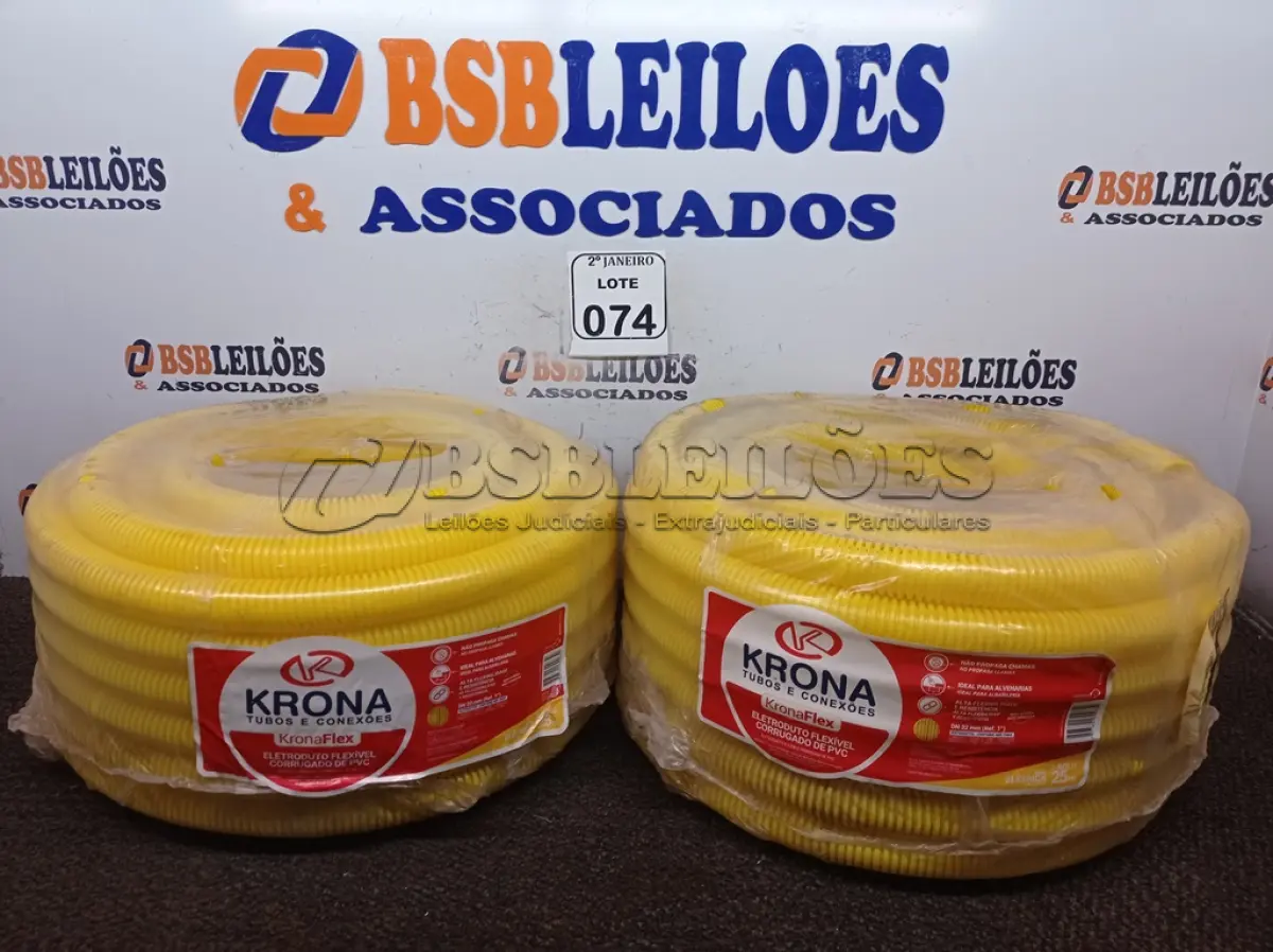 LOTE 074 - 02 ROLOS DE MANGUEIRA CORRUGADA. (NO ESTADO) ATENÇÃO! FAZER A VISITAÇÃO ANTES DE ARREMATAR, NÃO SABEMOS SE FUNCIONA. LEILÃO NÃO TEM GARANTIA E NEM DEVOLUÇÃO, SUJEITO A POSSÍVEIS AVARIAS VISÍVEIS/OCULTAS E/OU AUSÊNCIA DE COMPONENTES.