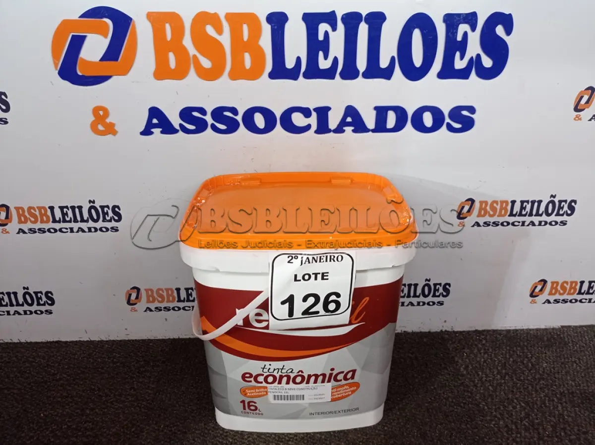 LOTE 126 - 01 BALDE DE TINTA RENOCRIL COR BRANCO NEVE 16L. (NO ESTADO) ATENÇÃO! FAZER A VISITAÇÃO ANTES DE ARREMATAR, NÃO SABEMOS SE FUNCIONA. LEILÃO NÃO TEM GARANTIA E NEM DEVOLUÇÃO, SUJEITO A POSSÍVEIS AVARIAS VISÍVEIS/OCULTAS E/OU AUSÊNCIA DE COMPONENTES.