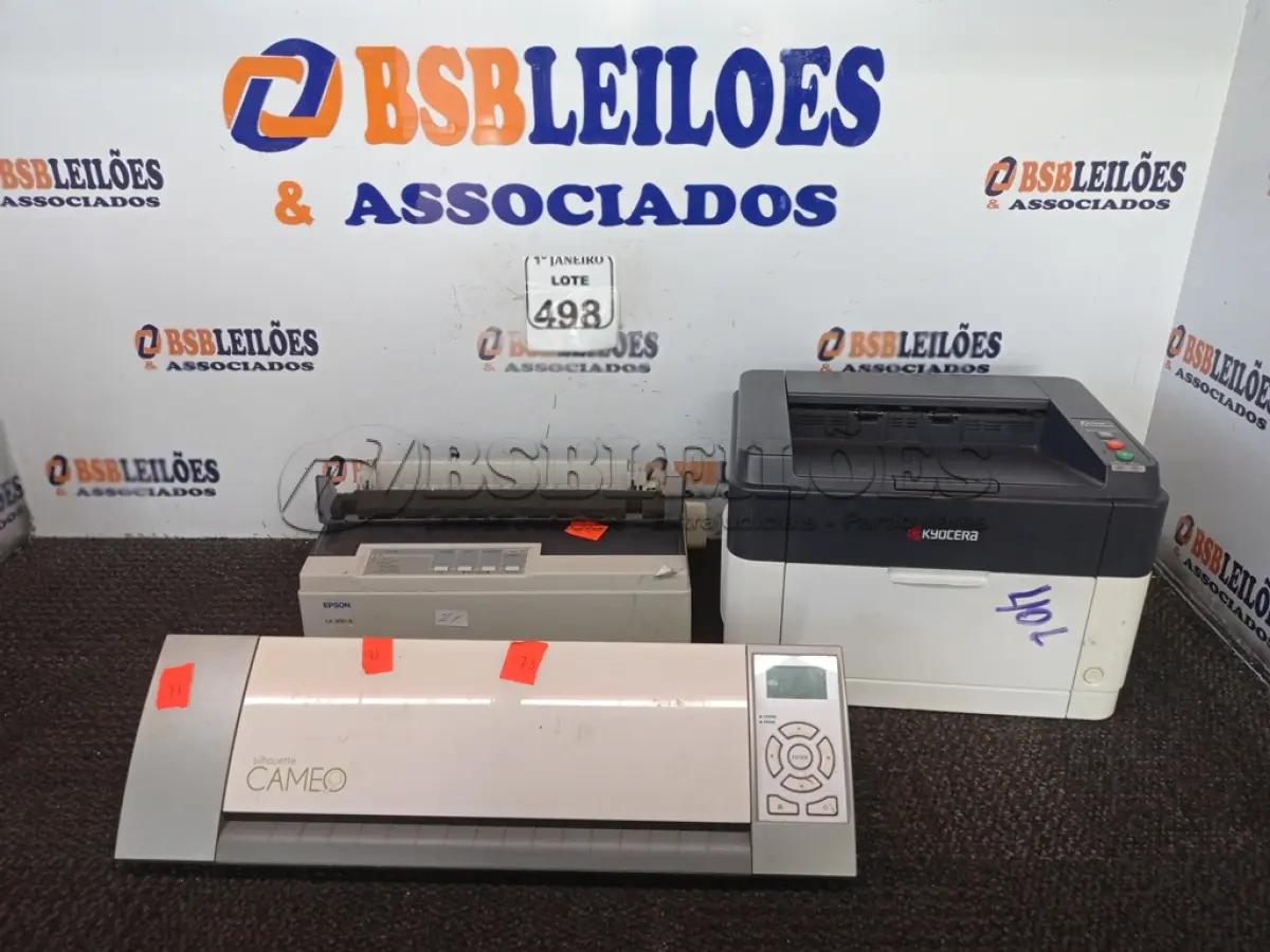 LOTE 498 - 01 IMPRESSORA SILHOUTE CAMEO E 01 IMPRESSORA EPSON. (NO ESTADO) ATENÇÃO! FAZER A VISITAÇÃO ANTES DE ARREMATAR, NÃO SABEMOS SE FUNCIONA. LEILÃO NÃO TEM GARANTIA E NEM DEVOLUÇÃO, SUJEITO A POSSÍVEIS AVARIAS VISÍVEIS/OCULTAS E/OU AUSÊNCIA DE COMPONENTES.