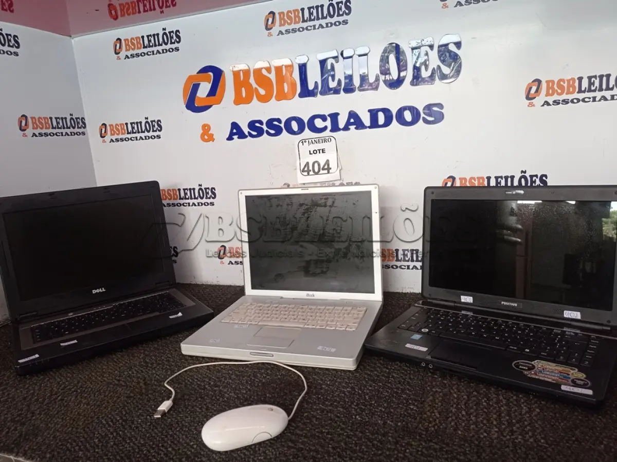 LOTE 404 - 03 NOTEBOOK’S MARCAS E MODELOS DIVERSOS P/RETIRADA DE PEÇAS E 01 MOUSE MARCA APPLE. (NO ESTADO) ATENÇÃO! FAZER A VISITAÇÃO ANTES DE ARREMATAR, NÃO SABEMOS SE FUNCIONA. LEILÃO NÃO TEM GARANTIA E NEM DEVOLUÇÃO, SUJEITO A POSSÍVEIS AVARIAS VISÍVEIS/OCULTAS E/OU AUSÊNCIA DE COMPONENTES.