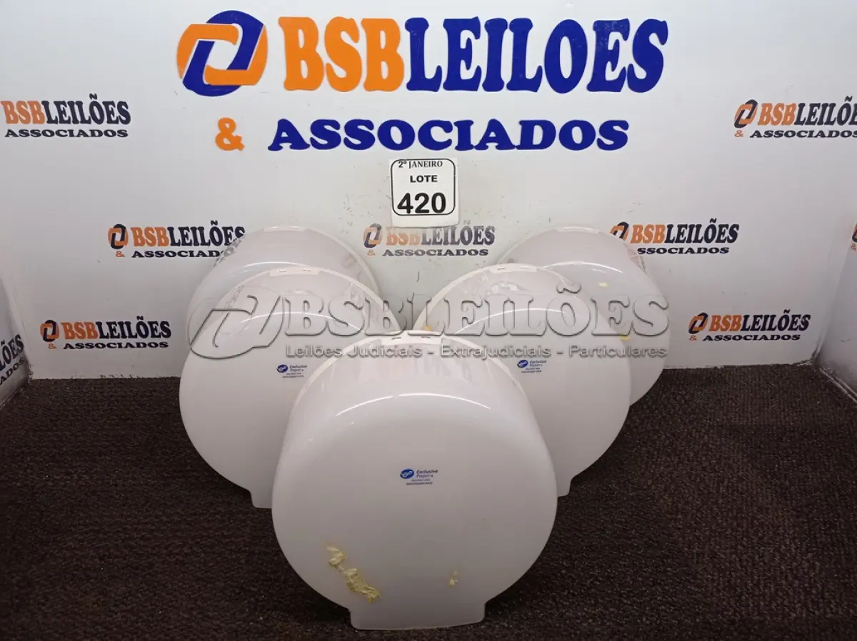 LOTE 420 - 05 DISPENSES P/PAPEL. (NO ESTADO) ATENÇÃO! FAZER A VISITAÇÃO ANTES DE ARREMATAR, NÃO SABEMOS SE FUNCIONA. LEILÃO NÃO TEM GARANTIA E NEM DEVOLUÇÃO, SUJEITO A POSSÍVEIS AVARIAS VISÍVEIS/OCULTAS E/OU AUSÊNCIA DE COMPONENTES.