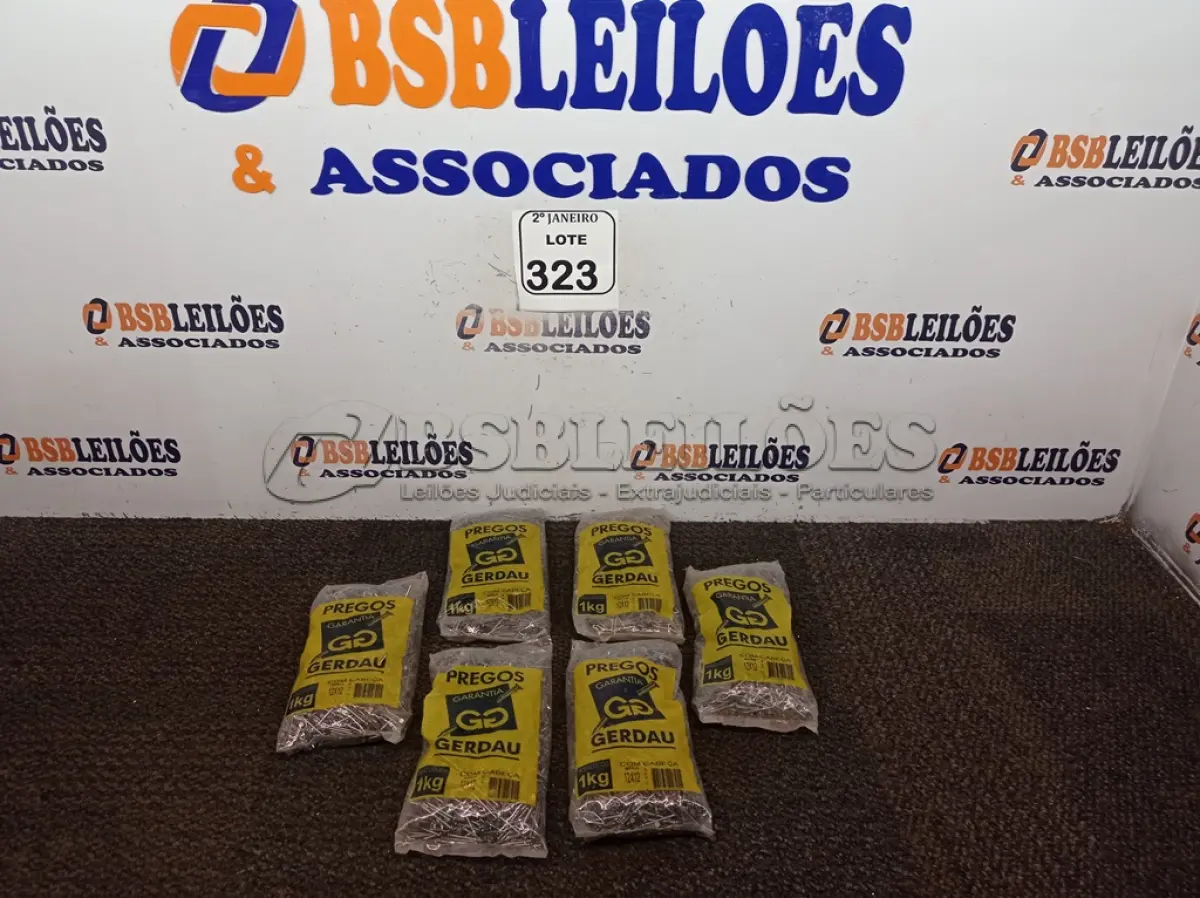 LOTE 323 - 06 KG DE PREGOS 12X12 COM CABEÇA GERDAU. (NO ESTADO) ATENÇÃO! FAZER A VISITAÇÃO ANTES DE ARREMATAR, NÃO SABEMOS SE FUNCIONA. LEILÃO NÃO TEM GARANTIA E NEM DEVOLUÇÃO, SUJEITO A POSSÍVEIS AVARIAS VISÍVEIS/OCULTAS E/OU AUSÊNCIA DE COMPONENTES.