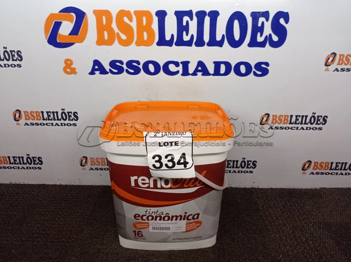 LOTE 334 - 01 BALDE DE TINTA RENOCRIL COR BRANCO NEVE 16L. (NO ESTADO) ATENÇÃO! FAZER A VISITAÇÃO ANTES DE ARREMATAR, NÃO SABEMOS SE FUNCIONA. LEILÃO NÃO TEM GARANTIA E NEM DEVOLUÇÃO, SUJEITO A POSSÍVEIS AVARIAS VISÍVEIS/OCULTAS E/OU AUSÊNCIA DE COMPONENTES.
