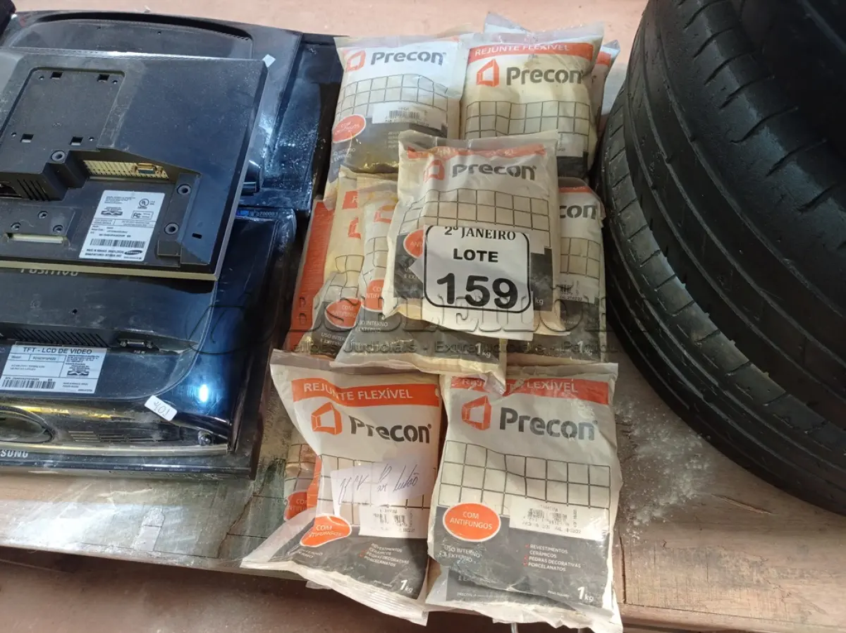 LOTE 159 - 01 LOTE C/VÁRIOS REJUNTES MARCA PRECON (NOVO). (NO ESTADO) ATENÇÃO! FAZER A VISITAÇÃO ANTES DE ARREMATAR, NÃO SABEMOS SE FUNCIONA. LEILÃO NÃO TEM GARANTIA E NEM DEVOLUÇÃO, SUJEITO A POSSÍVEIS AVARIAS VISÍVEIS/OCULTAS E/OU AUSÊNCIA DE COMPONENTES.