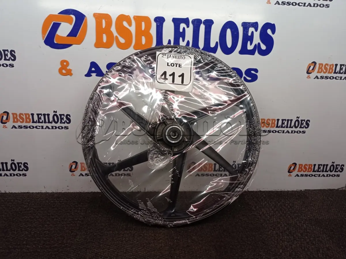 LOTE 411 - 01 RODA P/MOTO CG ARO “17 PARA QUALQUER CG (NOVO). (NO ESTADO) ATENÇÃO! FAZER A VISITAÇÃO ANTES DE ARREMATAR, NÃO SABEMOS SE FUNCIONA. LEILÃO NÃO TEM GARANTIA E NEM DEVOLUÇÃO, SUJEITO A POSSÍVEIS AVARIAS VISÍVEIS/OCULTAS E/OU AUSÊNCIA DE COMPONENTES.