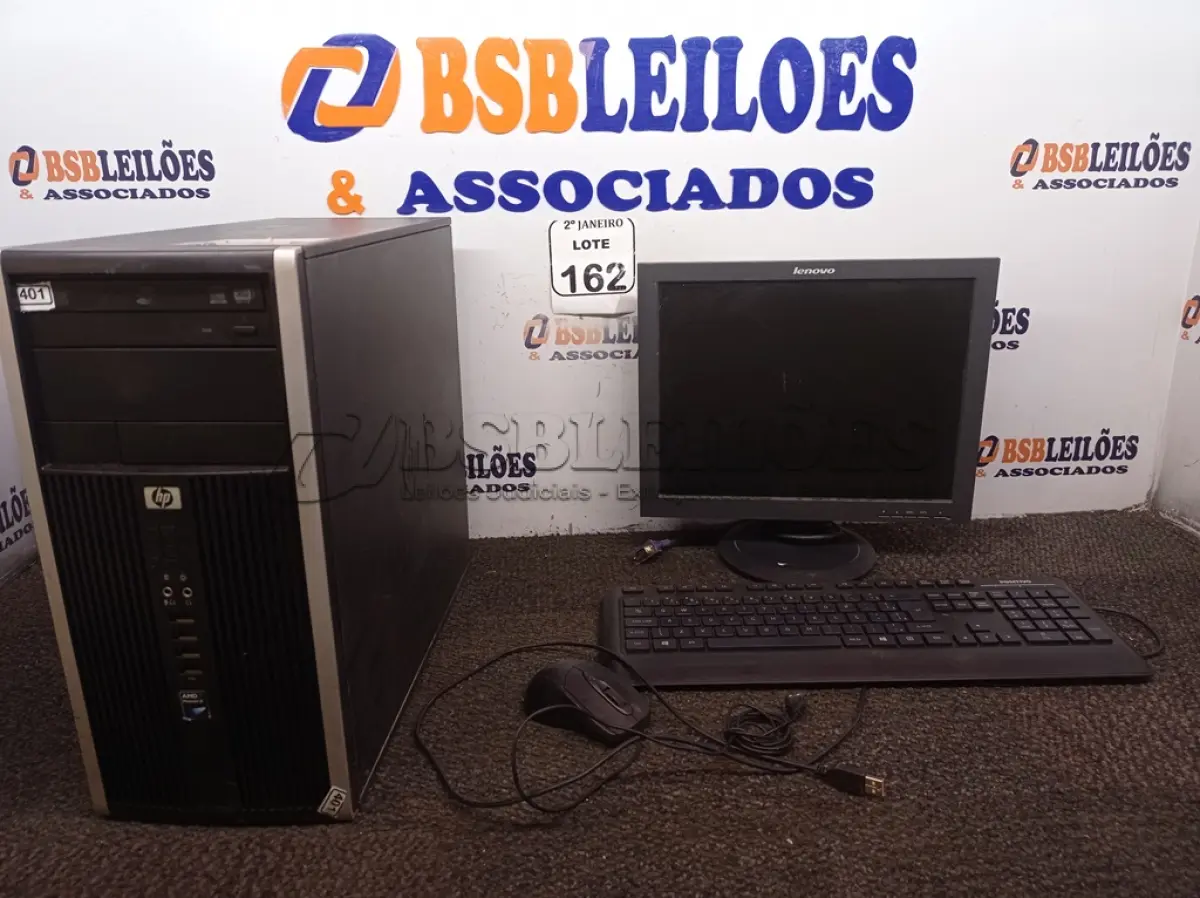LOTE 162 - 01 CPU MARCA HP E 01 MONITOR MARCA LENOVO C/MOUSE. (NO ESTADO) ATENÇÃO! FAZER A VISITAÇÃO ANTES DE ARREMATAR, NÃO SABEMOS SE FUNCIONA. LEILÃO NÃO TEM GARANTIA E NEM DEVOLUÇÃO, SUJEITO A POSSÍVEIS AVARIAS VISÍVEIS/OCULTAS E/OU AUSÊNCIA DE COMPONENTES.