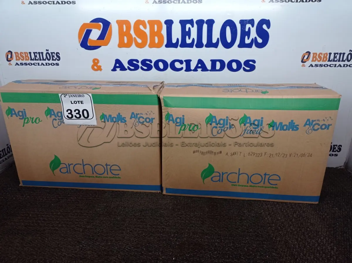 LOTE 330 - 02 CAIXAS COM 03 UNIDADES CADA DE 5 LITROS DE DESINFETANTE CLORADO (NO ESTADO) ATENÇÃO! FAZER A VISITAÇÃO ANTES DE ARREMATAR, NÃO SABEMOS SE FUNCIONA. LEILÃO NÃO TEM GARANTIA E NEM DEVOLUÇÃO, SUJEITO A POSSÍVEIS AVARIAS VISÍVEIS/OCULTAS E/OU AUSÊNCIA DE COMPONENTES.