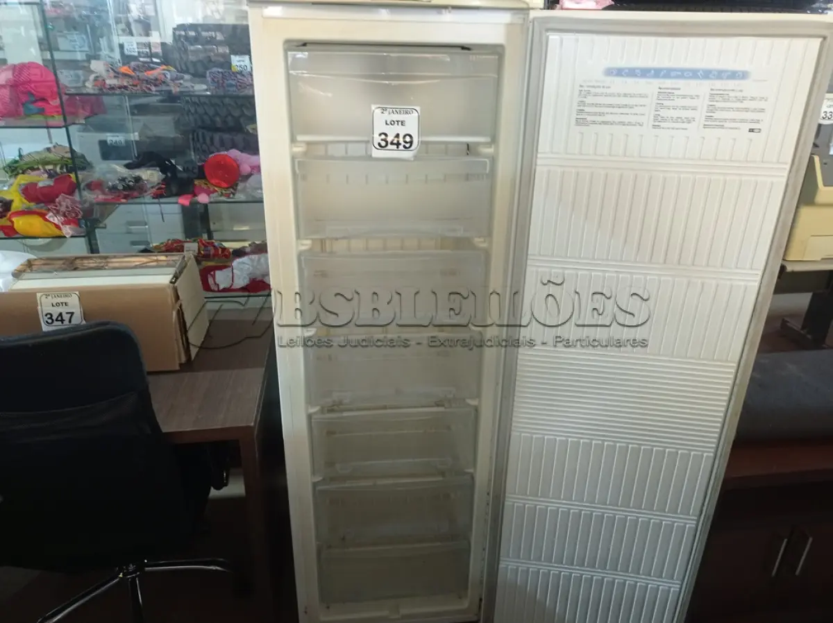 LOTE 349 - 01 FREEZER VERTICAL ELECTROLUX 220VOLTS.  (NO ESTADO) ATENÇÃO! FAZER A VISITAÇÃO ANTES DE ARREMATAR, NÃO SABEMOS SE FUNCIONA. LEILÃO NÃO TEM GARANTIA E NEM DEVOLUÇÃO, SUJEITO A POSSÍVEIS AVARIAS VISÍVEIS/OCULTAS E/OU AUSÊNCIA DE COMPONENTES.