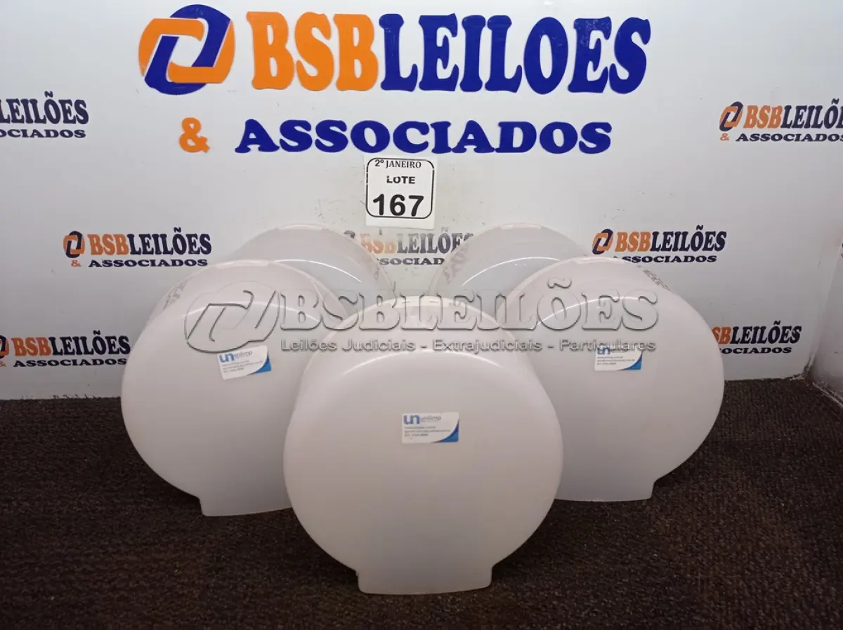 LOTE 167 - 05 DISPENSES P/PAPEL. (NO ESTADO) ATENÇÃO! FAZER A VISITAÇÃO ANTES DE ARREMATAR, NÃO SABEMOS SE FUNCIONA. LEILÃO NÃO TEM GARANTIA E NEM DEVOLUÇÃO, SUJEITO A POSSÍVEIS AVARIAS VISÍVEIS/OCULTAS E/OU AUSÊNCIA DE COMPONENTES.