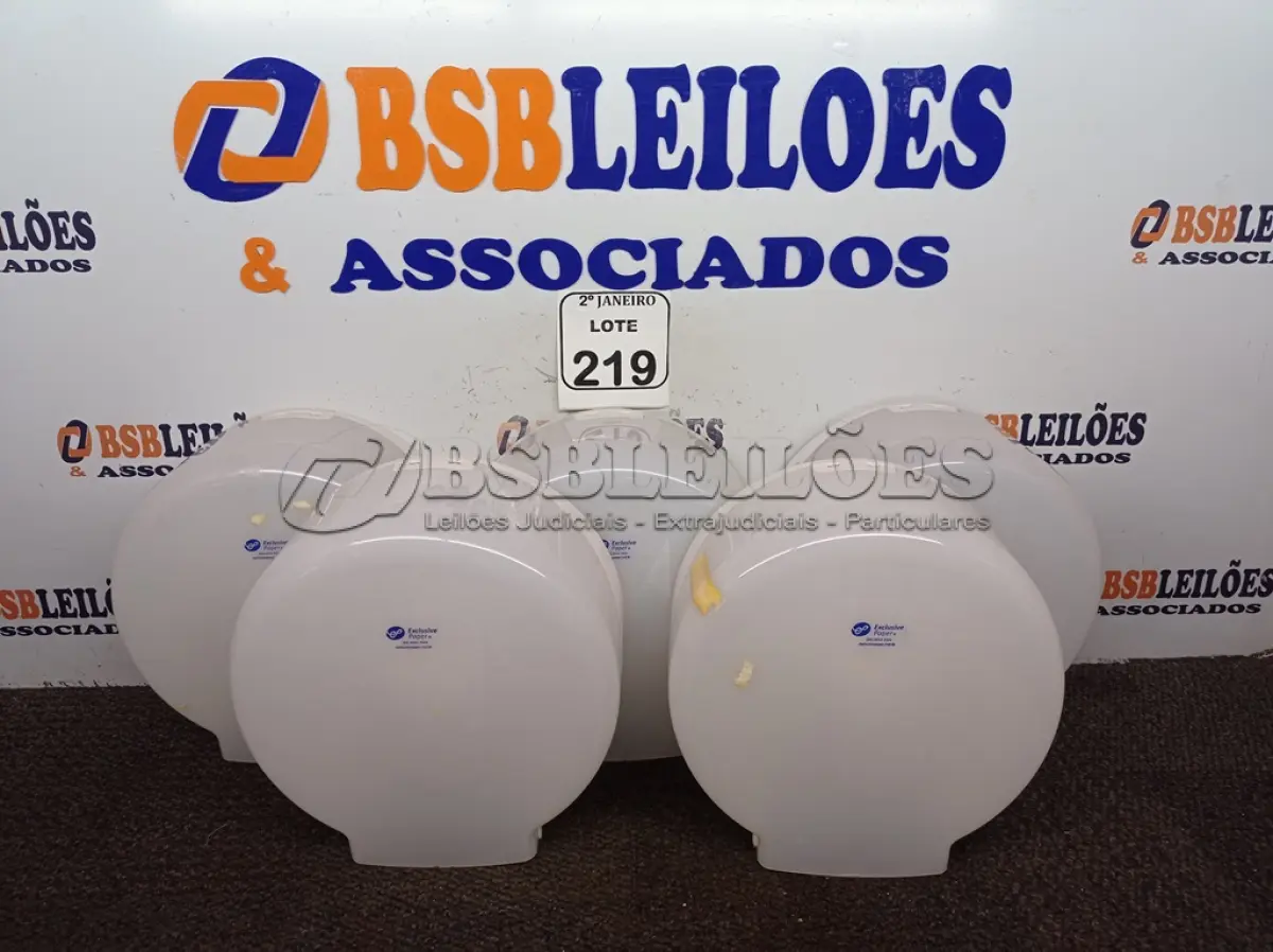 LOTE 219 - 05 DISPENSES P/PAPEL. (NO ESTADO) ATENÇÃO! FAZER A VISITAÇÃO ANTES DE ARREMATAR, NÃO SABEMOS SE FUNCIONA. LEILÃO NÃO TEM GARANTIA E NEM DEVOLUÇÃO, SUJEITO A POSSÍVEIS AVARIAS VISÍVEIS/OCULTAS E/OU AUSÊNCIA DE COMPONENTES.