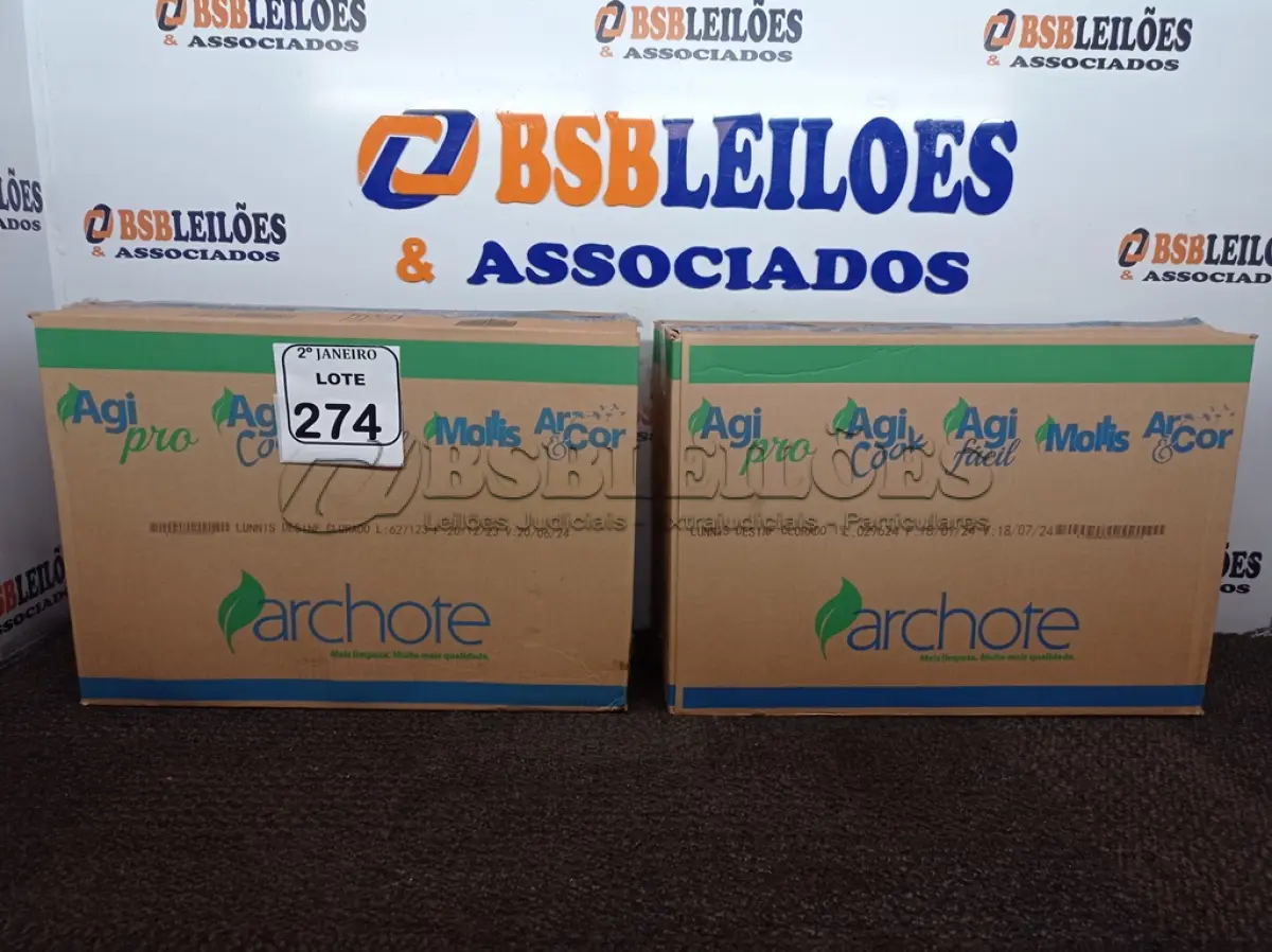 LOTE 274 - 02 CAIXAS COM 03 UNIDADES CADA DE 5 LITROS DE DESINFETANTE CLORADO (NO ESTADO) ATENÇÃO! FAZER A VISITAÇÃO ANTES DE ARREMATAR, NÃO SABEMOS SE FUNCIONA. LEILÃO NÃO TEM GARANTIA E NEM DEVOLUÇÃO, SUJEITO A POSSÍVEIS AVARIAS VISÍVEIS/OCULTAS E/OU AUSÊNCIA DE COMPONENTES.