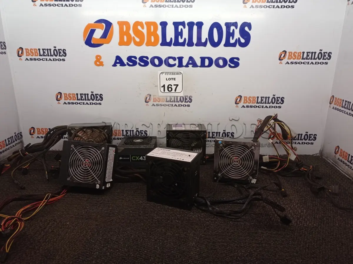 LOTE 167 - 06 FONTES REAL DE ALIMENTAÇÃO PARA PC. (NO ESTADO) ATENÇÃO! FAZER A VISITAÇÃO ANTES DE ARREMATAR, NÃO SABEMOS SE FUNCIONA. LEILÃO NÃO TEM GARANTIA E NEM DEVOLUÇÃO, SUJEITO A POSSÍVEIS AVARIAS VISÍVEIS/OCULTAS E/OU AUSÊNCIA DE COMPONENTES.