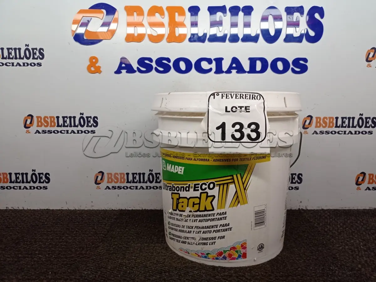 LOTE 133 - 01 GALÃO DE ADESIVO PARA CARPETE DE 15KG MARCA TACK. (NOVO) (NO ESTADO) ATENÇÃO! FAZER A VISITAÇÃO ANTES DE ARREMATAR, NÃO SABEMOS SE FUNCIONA. LEILÃO NÃO TEM GARANTIA E NEM DEVOLUÇÃO, SUJEITO A POSSÍVEIS AVARIAS VISÍVEIS/OCULTAS E/OU AUSÊNCIA DE COMPONENTES.