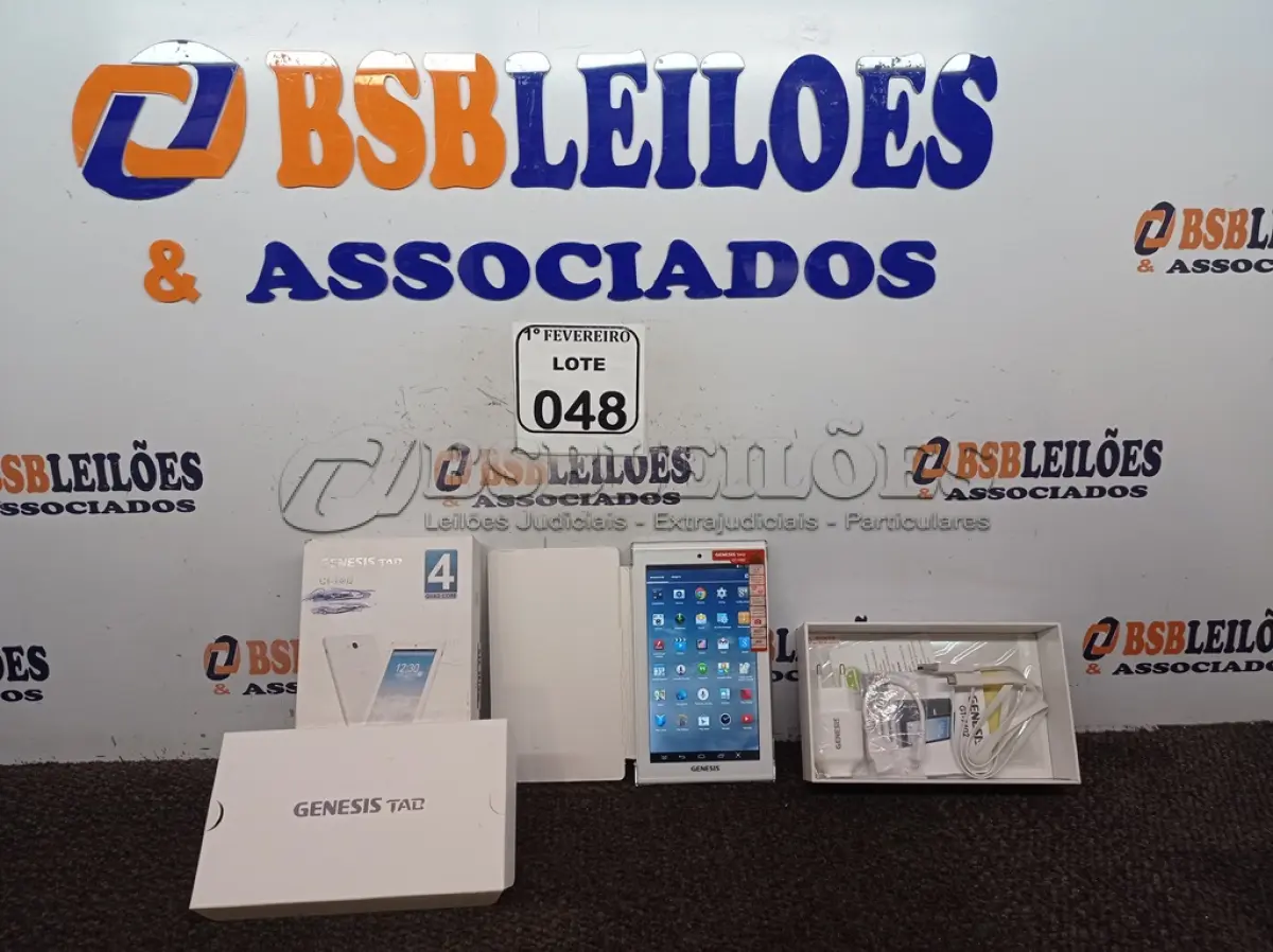 LOTE 048 - 01 TABLET MARCA GENESIS GT-7402 COM CARREGADOR. (NO ESTADO) ATENÇÃO! FAZER A VISITAÇÃO ANTES DE ARREMATAR, NÃO SABEMOS SE FUNCIONA. LEILÃO NÃO TEM GARANTIA E NEM DEVOLUÇÃO, SUJEITO A POSSÍVEIS AVARIAS VISÍVEIS/OCULTAS E/OU AUSÊNCIA DE COMPONENTES.