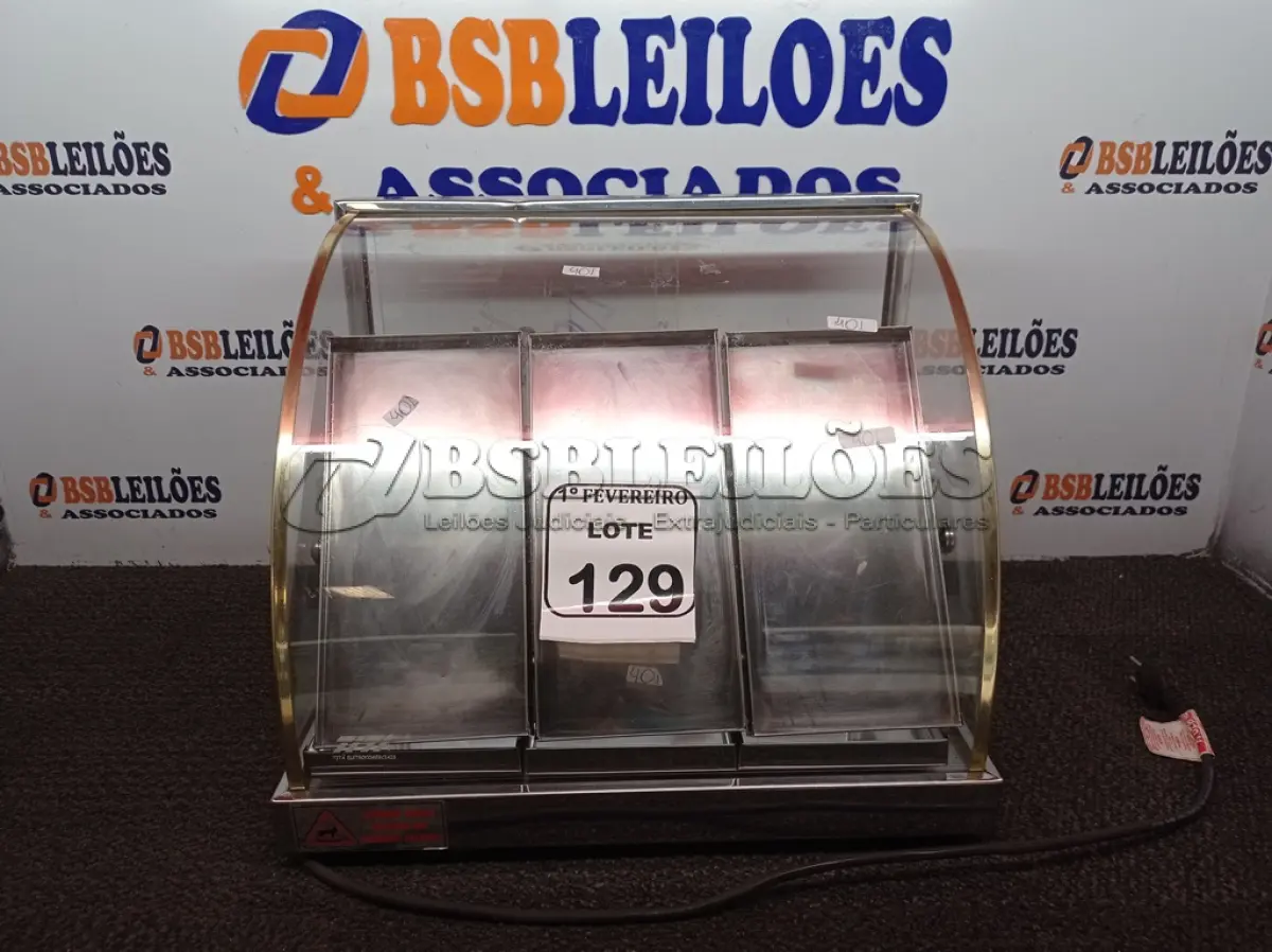 LOTE 129 - 01 ESTUFA PARA SALGADOS COM 06 BANDEJAS. (NO ESTADO) ATENÇÃO! FAZER A VISITAÇÃO ANTES DE ARREMATAR, NÃO SABEMOS SE FUNCIONA. LEILÃO NÃO TEM GARANTIA E NEM DEVOLUÇÃO, SUJEITO A POSSÍVEIS AVARIAS VISÍVEIS/OCULTAS E/OU AUSÊNCIA DE COMPONENTES.