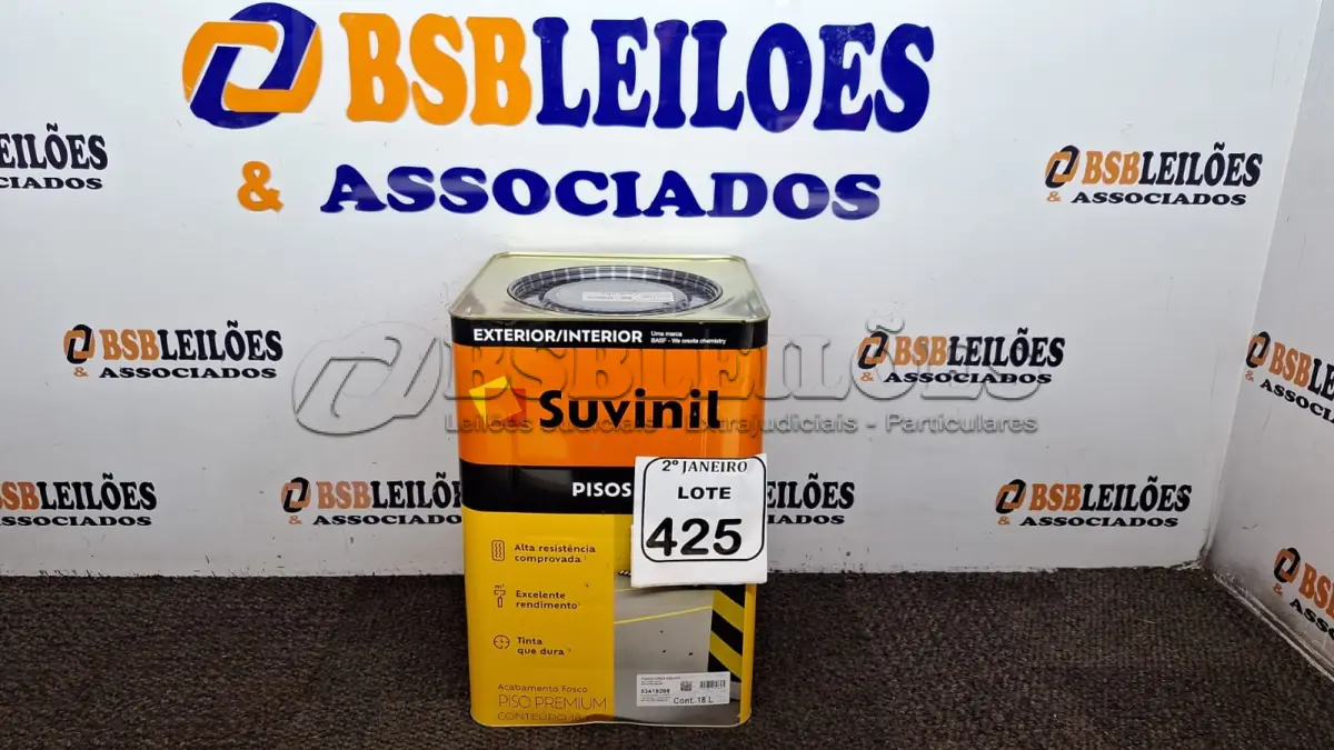 LOTE 425 - 01 LATA DE TINTA  SUVINIL P/ PISO 18 L  NA  COR FOSCO CINZA ESCURO.(NO ESTADO) ATENÇÃO! FAZER A VISITAÇÃO ANTES DE ARREMATAR, NÃO SABEMOS SE FUNCIONA. LEILÃO NÃO TEM GARANTIA E NEM DEVOLUÇÃO, SUJEITO A POSSÍVEIS AVARIAS VISÍVEIS/OCULTAS E/OU AUSÊNCIA DE COMPONENTES.