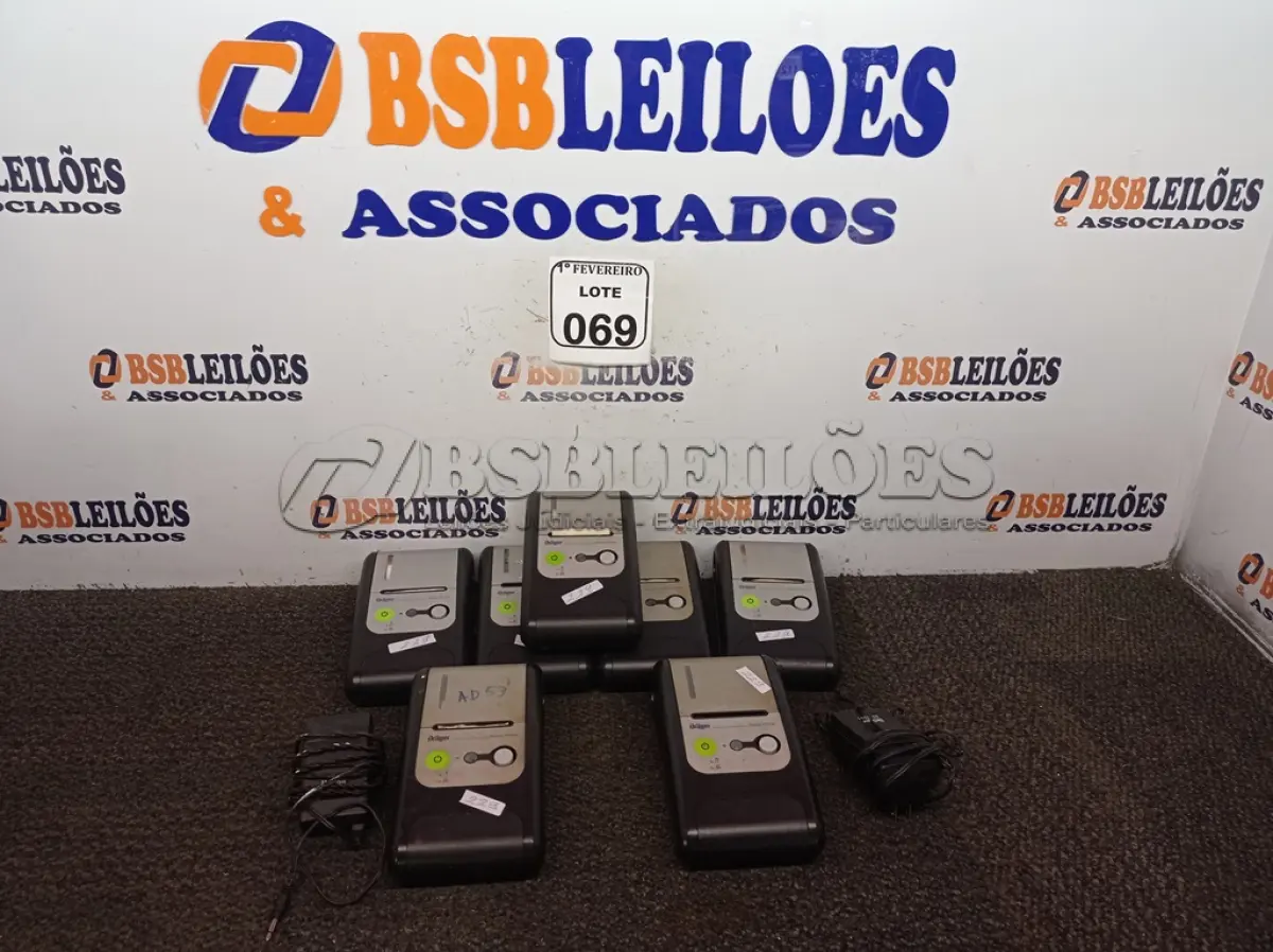 LOTE 069 - 07 IMPRESSORAS DRAGEER COM 02 CARREGADORES. (NO ESTADO) ATENÇÃO! FAZER A VISITAÇÃO ANTES DE ARREMATAR, NÃO SABEMOS SE FUNCIONA. LEILÃO NÃO TEM GARANTIA E NEM DEVOLUÇÃO, SUJEITO A POSSÍVEIS AVARIAS VISÍVEIS/OCULTAS E/OU AUSÊNCIA DE COMPONENTES.