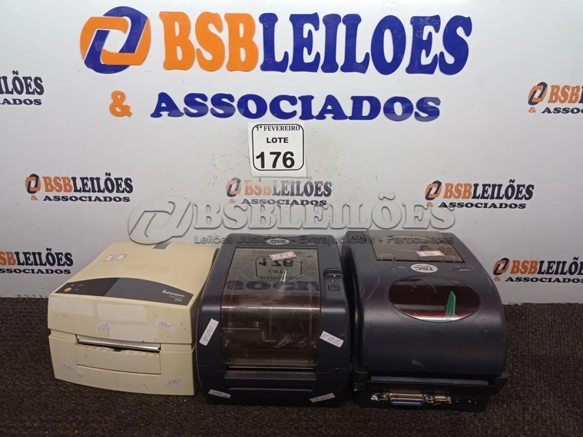 LOTE 176 - 03 IMPRESSORAS TÉRMICAS, SENDO 02 MARCA TSC E 01 INTERMEC. (NO ESTADO) ATENÇÃO! FAZER A VISITAÇÃO ANTES DE ARREMATAR, NÃO SABEMOS SE FUNCIONA. LEILÃO NÃO TEM GARANTIA E NEM DEVOLUÇÃO, SUJEITO A POSSÍVEIS AVARIAS VISÍVEIS/OCULTAS E/OU AUSÊNCIA DE COMPONENTES.