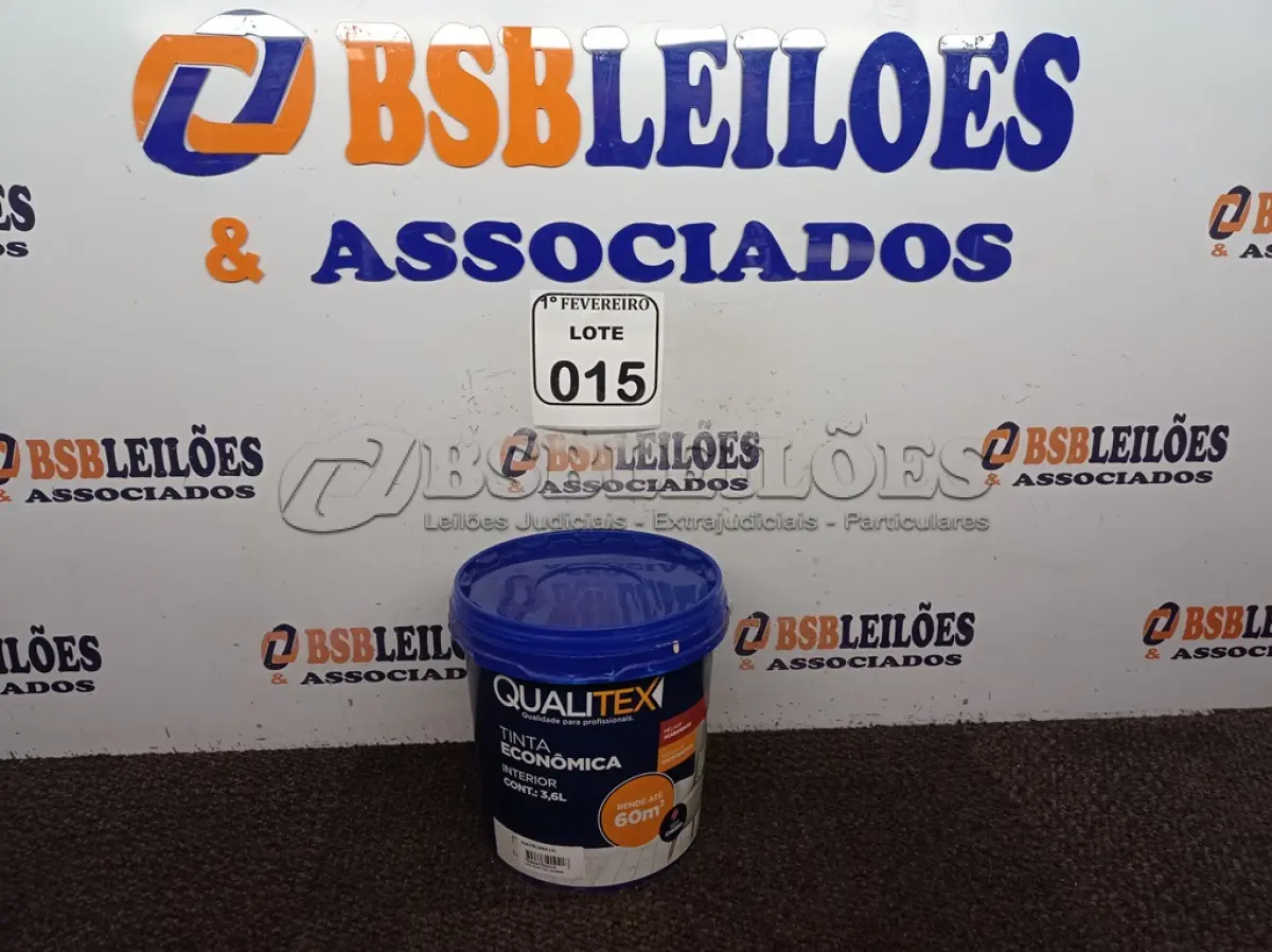 LOTE 015 - 01 GALÃO DE TINTA PARA INTERIOR 3,6L COR AREIA MARCA QUALITEX. (NOVO) (NO ESTADO) ATENÇÃO! FAZER A VISITAÇÃO ANTES DE ARREMATAR, NÃO SABEMOS SE FUNCIONA. LEILÃO NÃO TEM GARANTIA E NEM DEVOLUÇÃO, SUJEITO A POSSÍVEIS AVARIAS VISÍVEIS/OCULTAS E/OU AUSÊNCIA DE COMPONENTES.