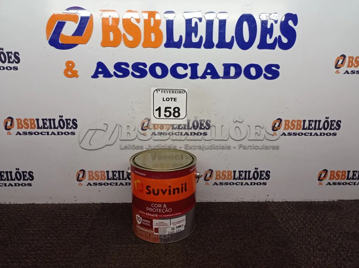 LOTE 158 - 01 LATA DE TINTA ESMALTE PARA MADEIRAS E METAIS INTERIOR\EXTERIOR 3,6L BRIL COLORADO MARCA SUVINIL.(NOVO) (NO ESTADO) ATENÇÃO! FAZER A VISITAÇÃO ANTES DE ARREMATAR, NÃO SABEMOS SE FUNCIONA. LEILÃO NÃO TEM GARANTIA E NEM DEVOLUÇÃO, SUJEITO A POSSÍVEIS AVARIAS VISÍVEIS/OCULTAS E/OU AUSÊNCIA DE COMPONENTES.