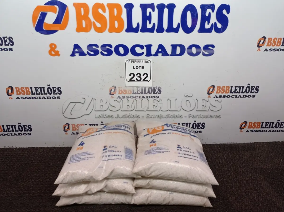 LOTE 232 - 06 PACOTES DE GRENETINA COM 4KG CADA (NOVO) (NO ESTADO) ATENÇÃO! FAZER A VISITAÇÃO ANTES DE ARREMATAR, NÃO SABEMOS SE FUNCIONA. LEILÃO NÃO TEM GARANTIA E NEM DEVOLUÇÃO, SUJEITO A POSSÍVEIS AVARIAS VISÍVEIS/OCULTAS E/OU AUSÊNCIA DE COMPONENTES.