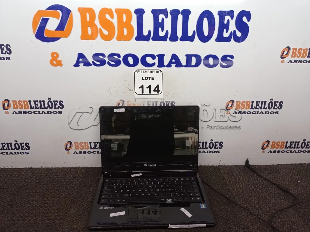 LOTE 114 - 01 NOTEBOOK MARCA ITAUTEC MODELO INFOWAY NOTE W7535 SEM FONTE. (NO ESTADO) ATENÇÃO! FAZER A VISITAÇÃO ANTES DE ARREMATAR, NÃO SABEMOS SE FUNCIONA. LEILÃO NÃO TEM GARANTIA E NEM DEVOLUÇÃO, SUJEITO A POSSÍVEIS AVARIAS VISÍVEIS/OCULTAS E/OU AUSÊNCIA DE COMPONENTES.